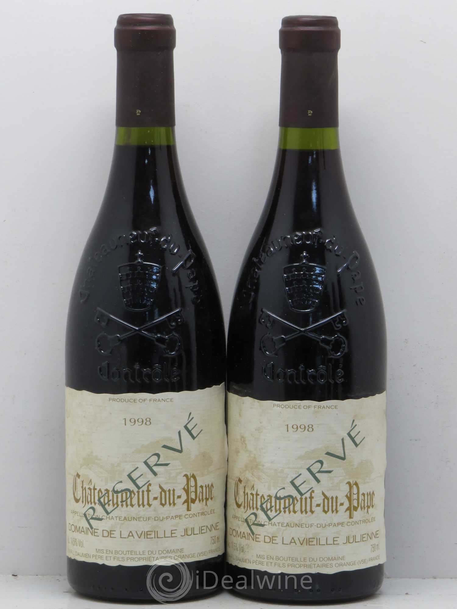 Châteauneuf-du-Pape Vieille Julienne (Domaine de la) Réservé Jean-Paul Daumen 1998 - Lot de 5 bouteilles - 2
