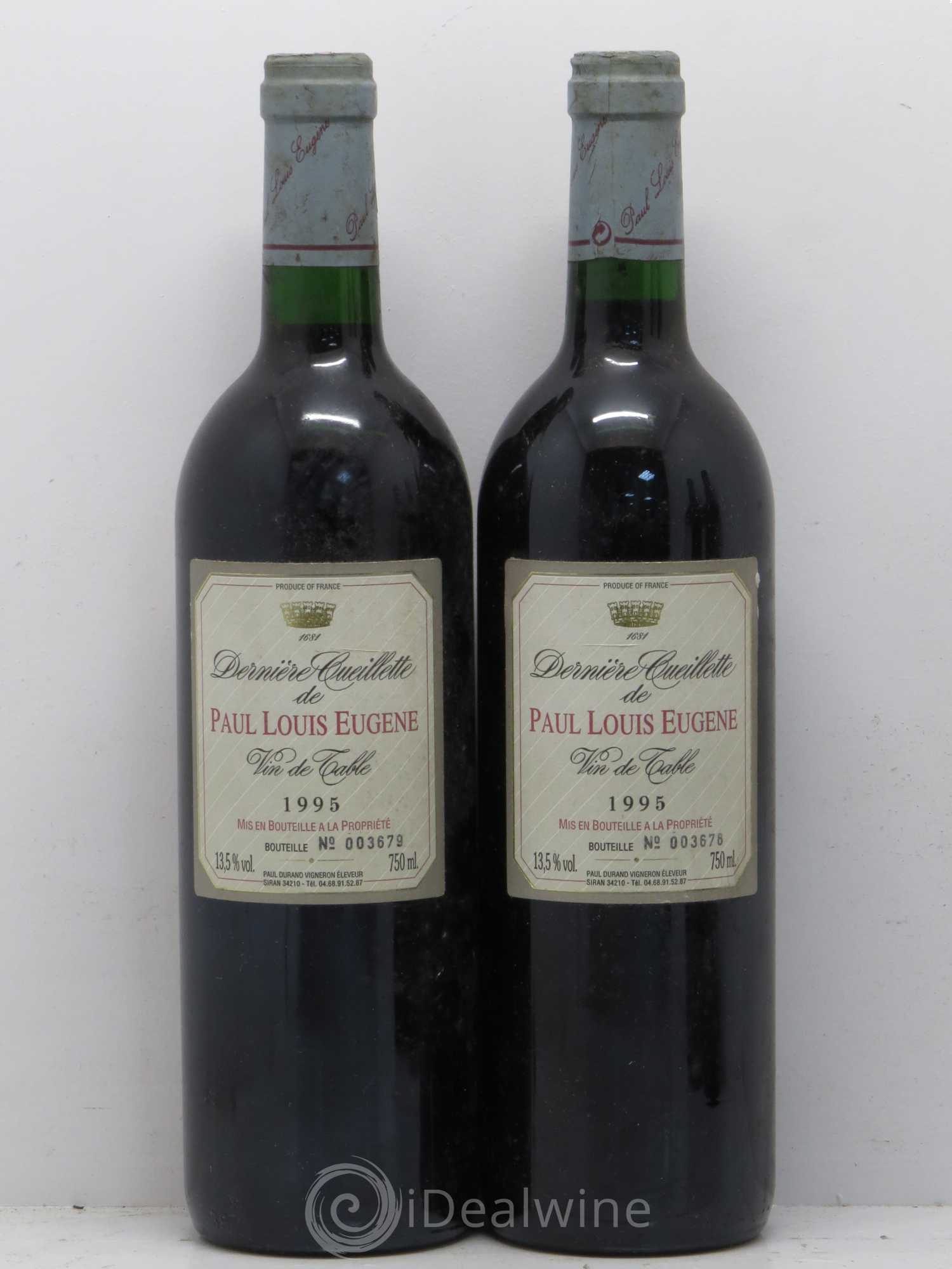 Vin de table Paul Louis Eugene Derniere Cueillette 1995 - Posten von 5 Flaschen - 2