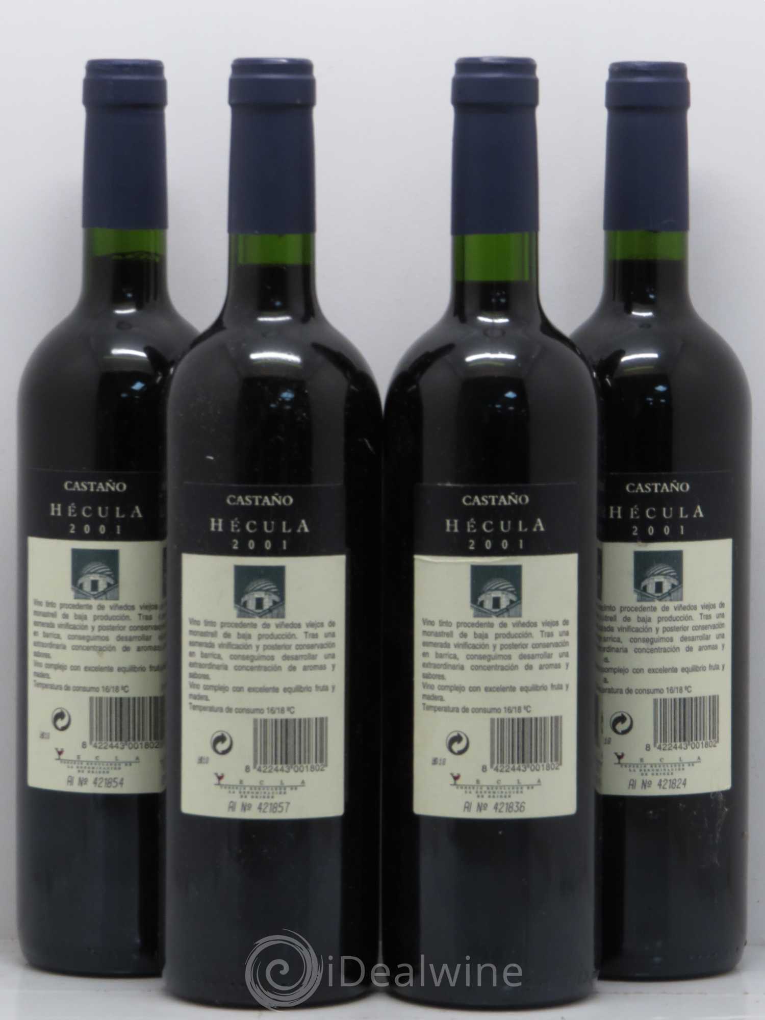 Yecla Bodegas Castano Hecula 2001 - Lot de 4 bouteilles - 1