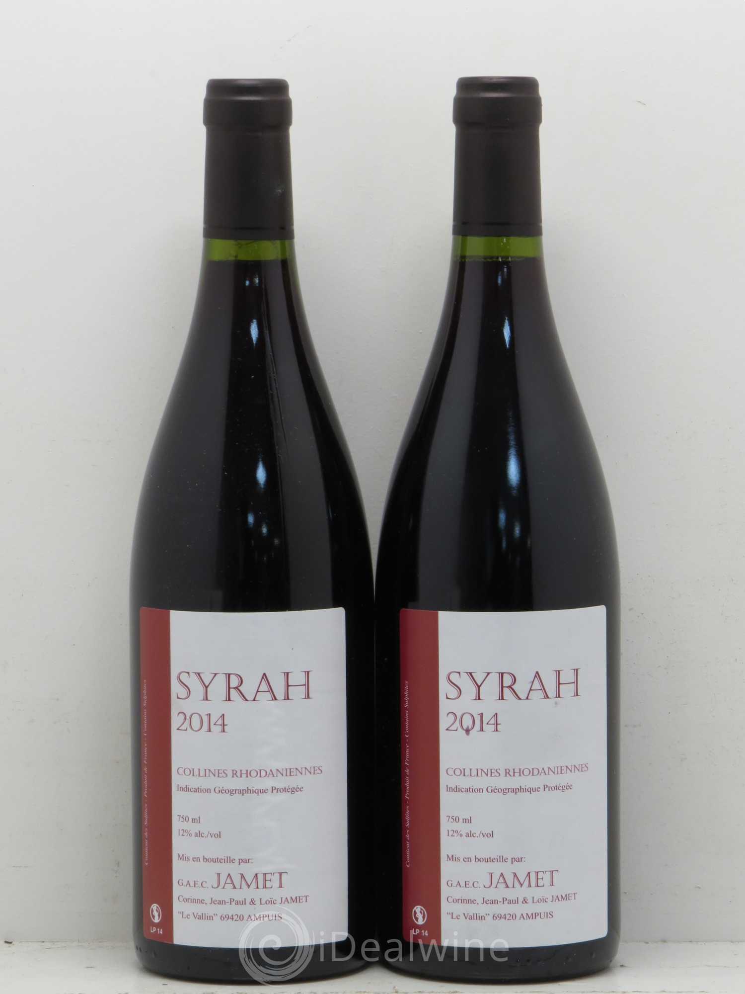 Rhône IGP Collines Rhodaniennes Domaine Jamet Syrah 2014 - Lot de 2 bouteilles - 0