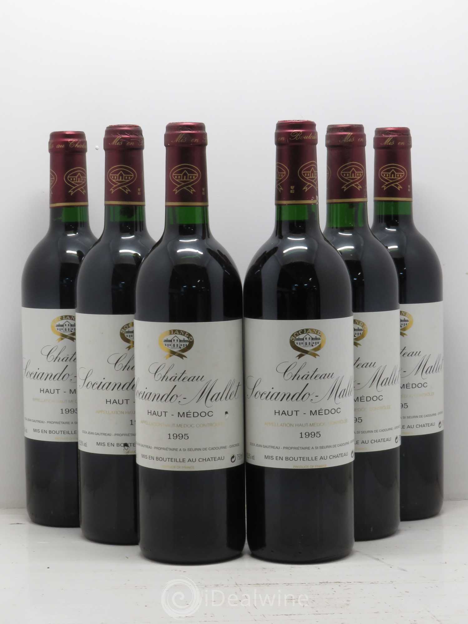 Château Sociando Mallet 1995 - Lot de 6 bouteilles - 0