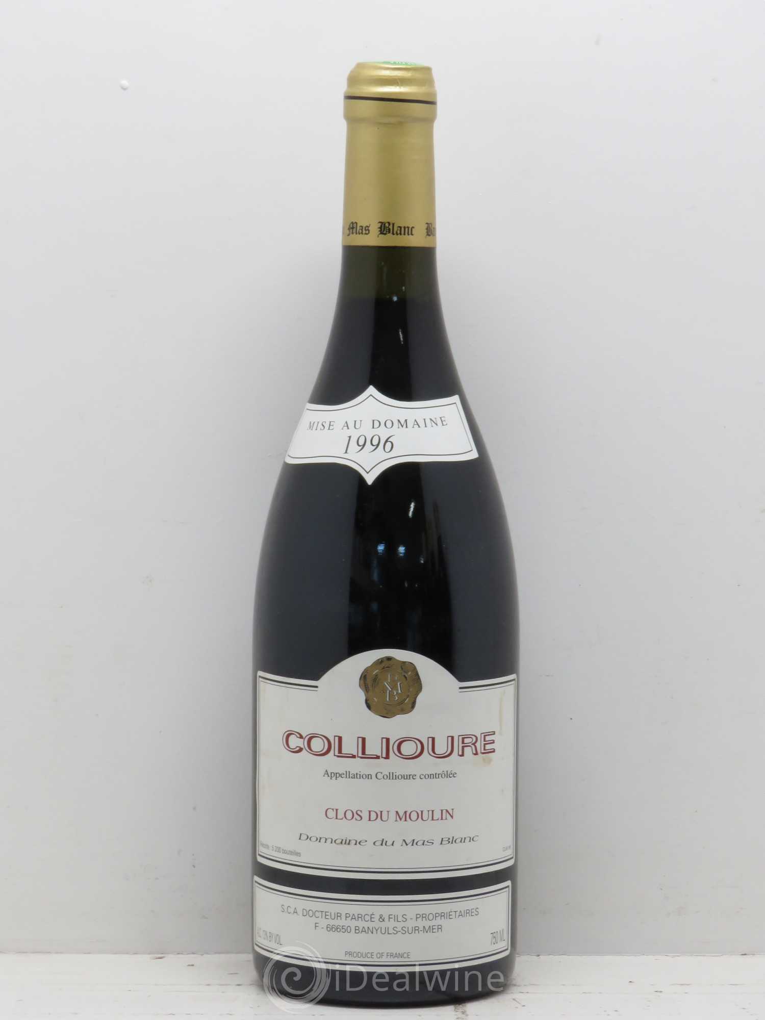 Collioure Domaine du Mas Blanc Clos du Moulin 1996 - Posten von 1 Flasche - 0