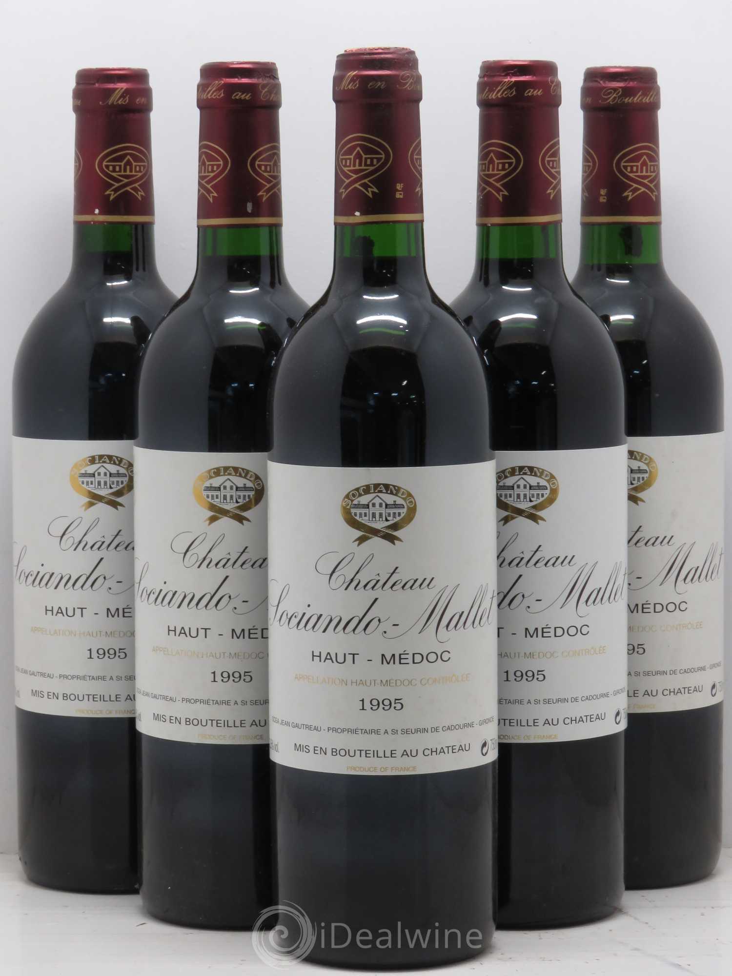 Château Sociando Mallet 1995 - Lot de 5 bouteilles - 0