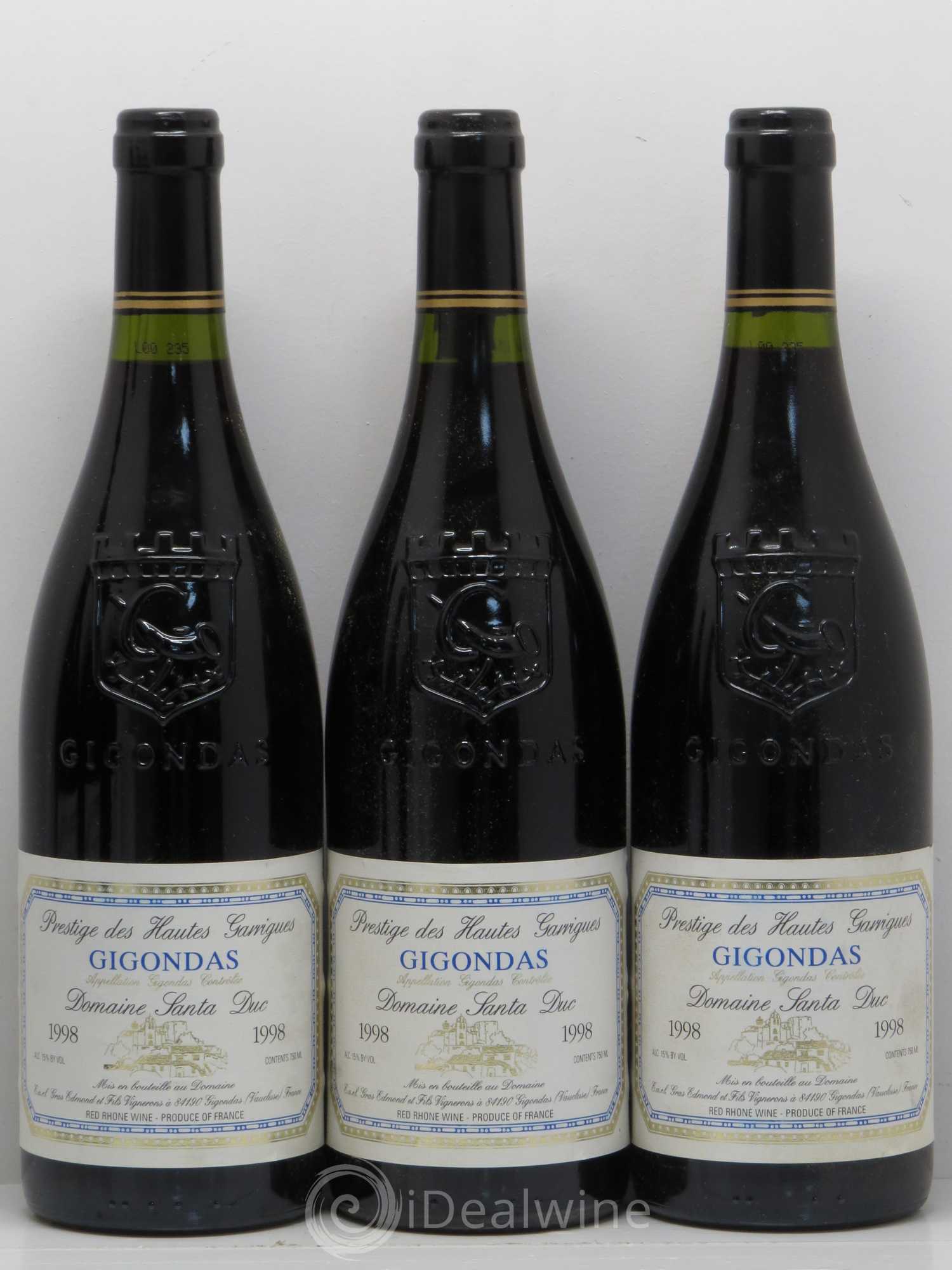 Gigondas Santa Duc (Domaine) Hautes Garrigues Famille Gras 1998 - Lot de 6 bouteilles - 1