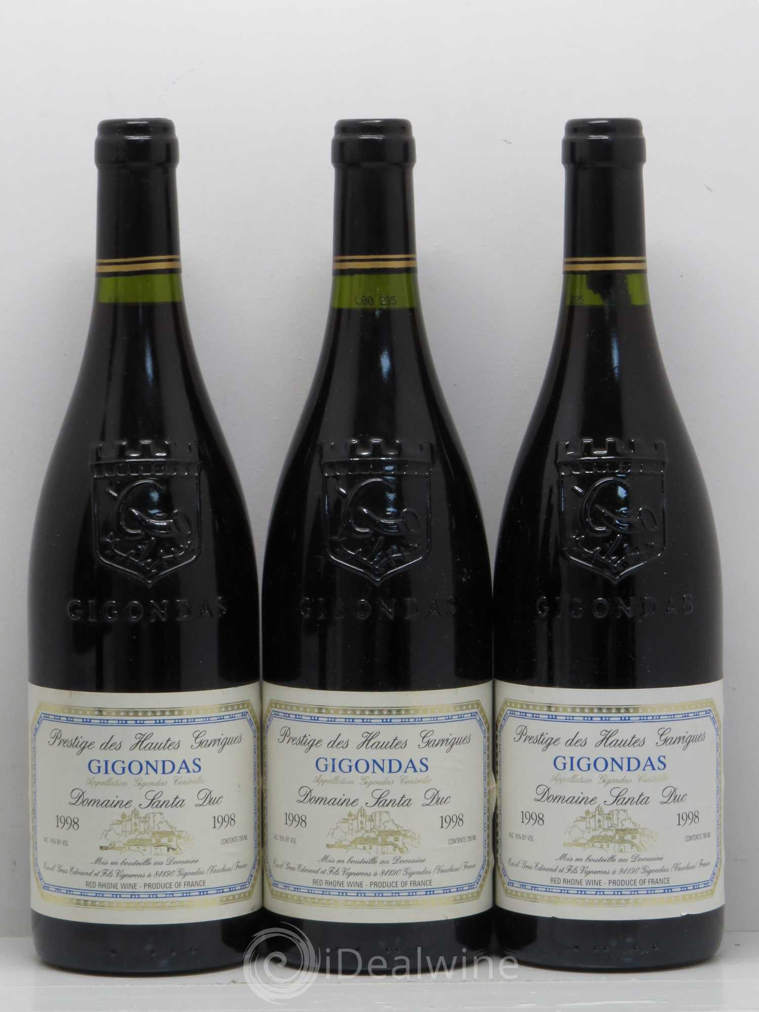 Gigondas Santa Duc (Domaine) Hautes Garrigues Famille Gras 1998 - Lot de 6 bouteilles - 1