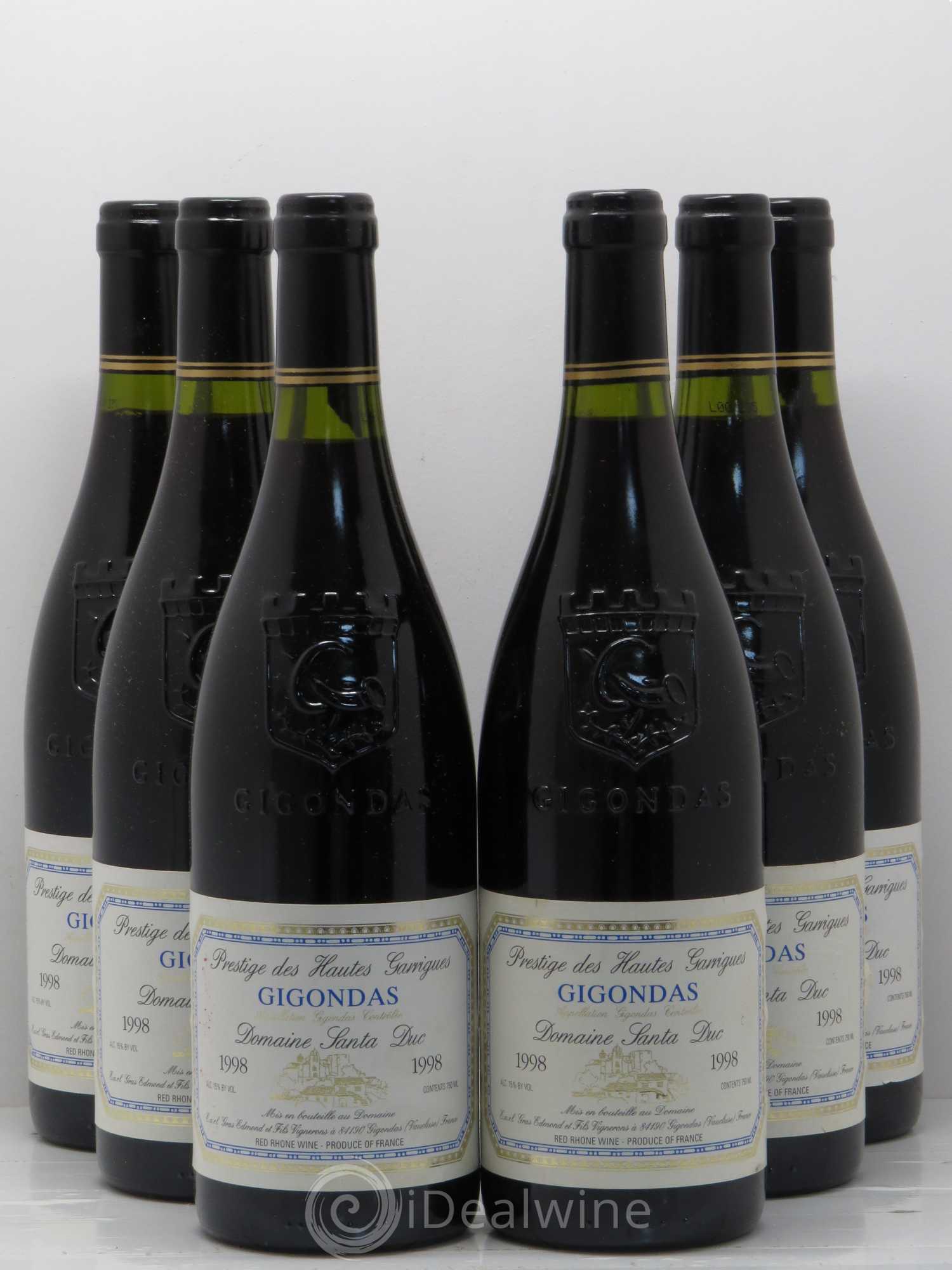 Gigondas Santa Duc (Domaine) Hautes Garrigues Famille Gras 1998 - Lot de 6 bouteilles - 0