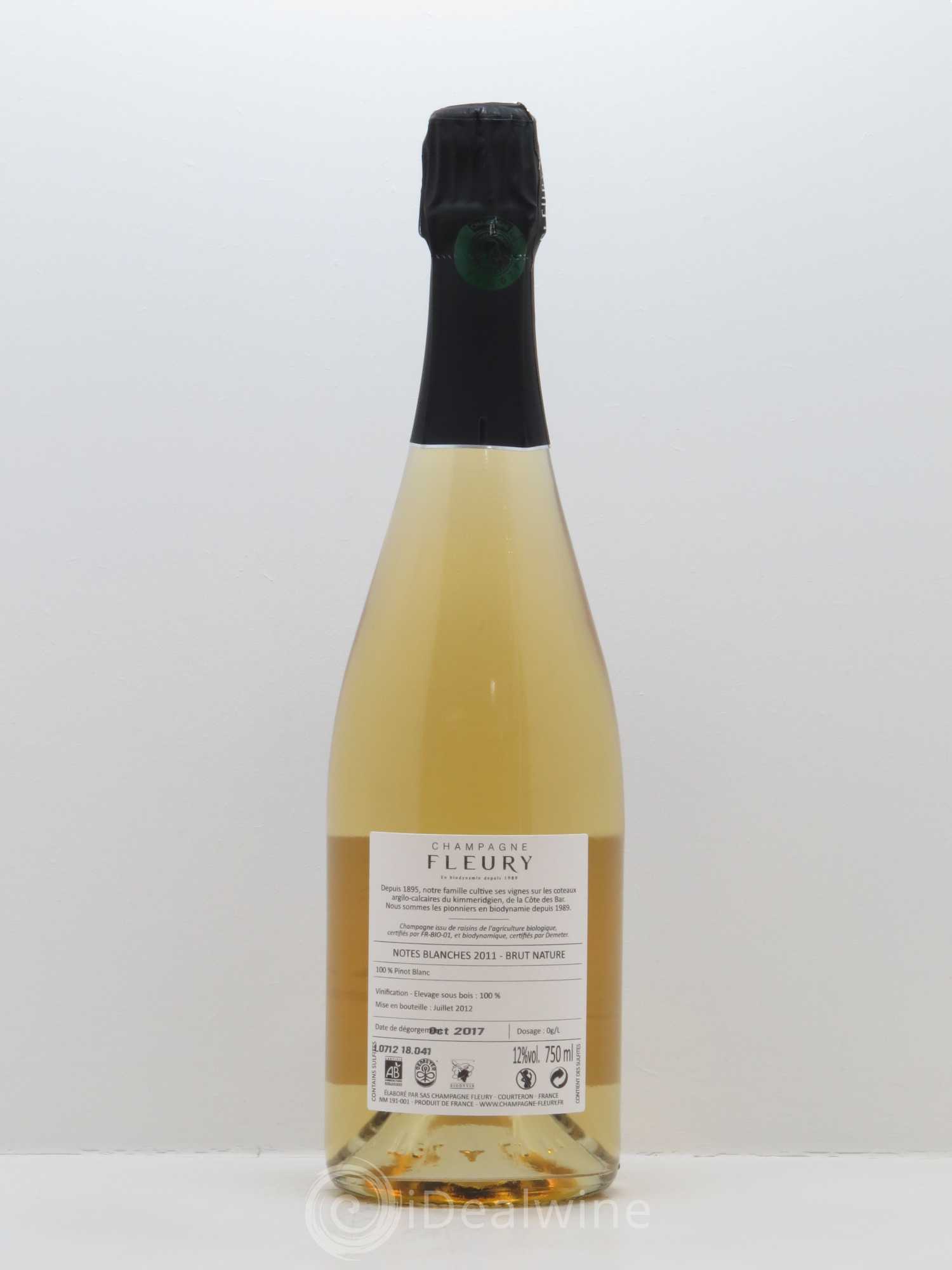 Notes Blanches Brut Nature Fleury 2011 - Lot de 1 bouteille - 1
