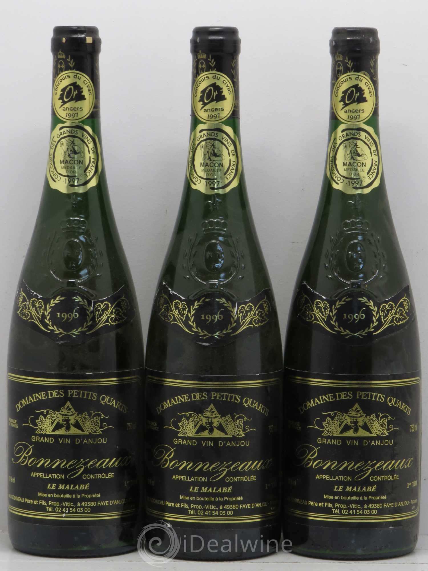Bonnezeaux Domaine Des Petits Quarts Le Malabé 1996 - Lotto di 3 bottiglie - 0