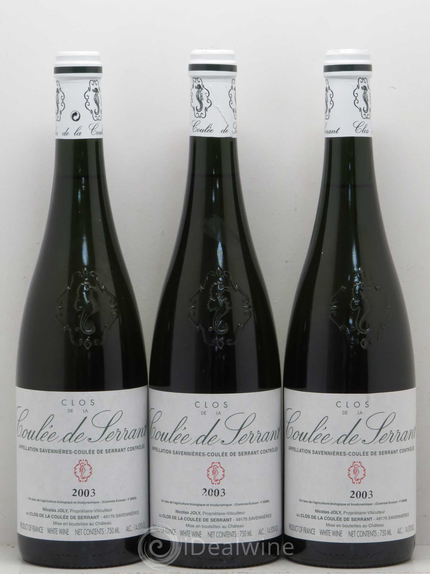 Savennières Clos de la Coulée de Serrant Vignobles de la Coulée de Serrant - Nicolas Joly 2003 - Lot de 6 bouteilles - 2