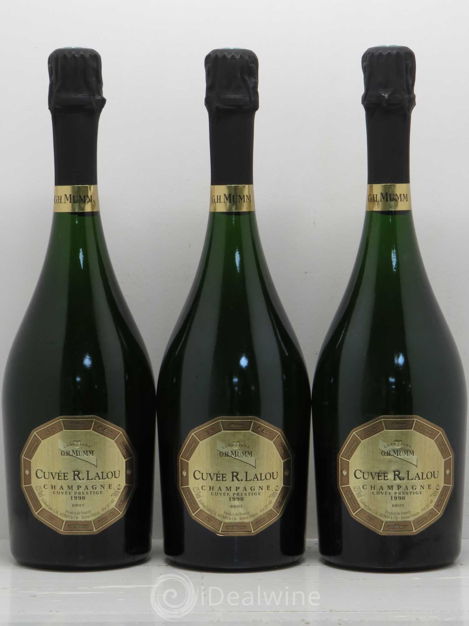 Champagne Mumm Cuvée prestige R. Lalou 1998 - Lot de 3 bouteilles - 0
