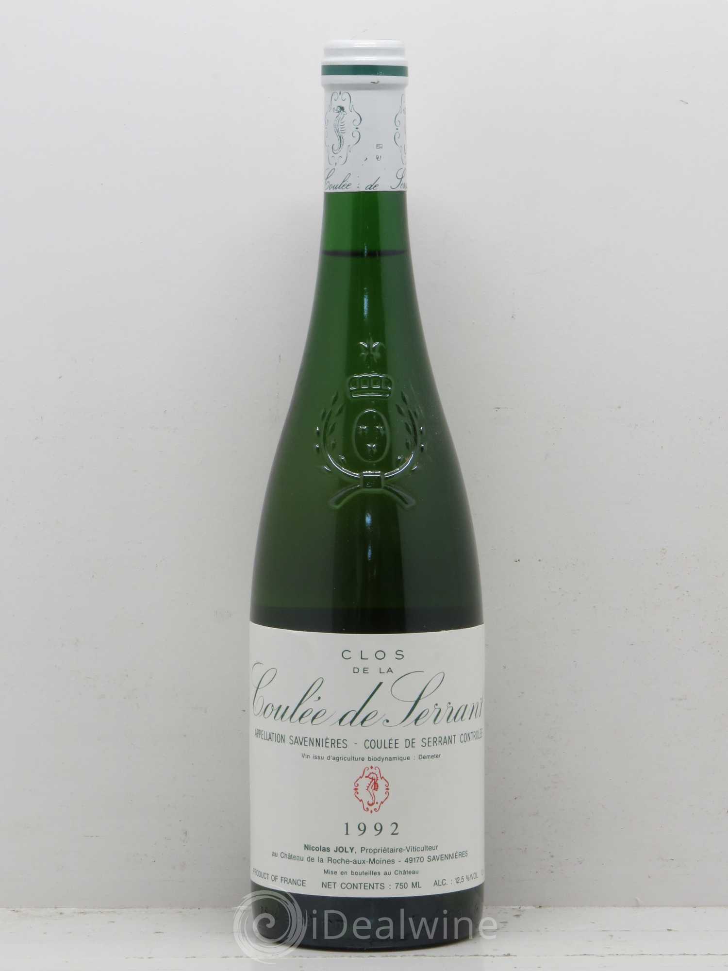 Savennières Clos de la Coulée de Serrant Vignobles de la Coulée de Serrant - Nicolas Joly 1992 - Lot de 1 bouteille - 0