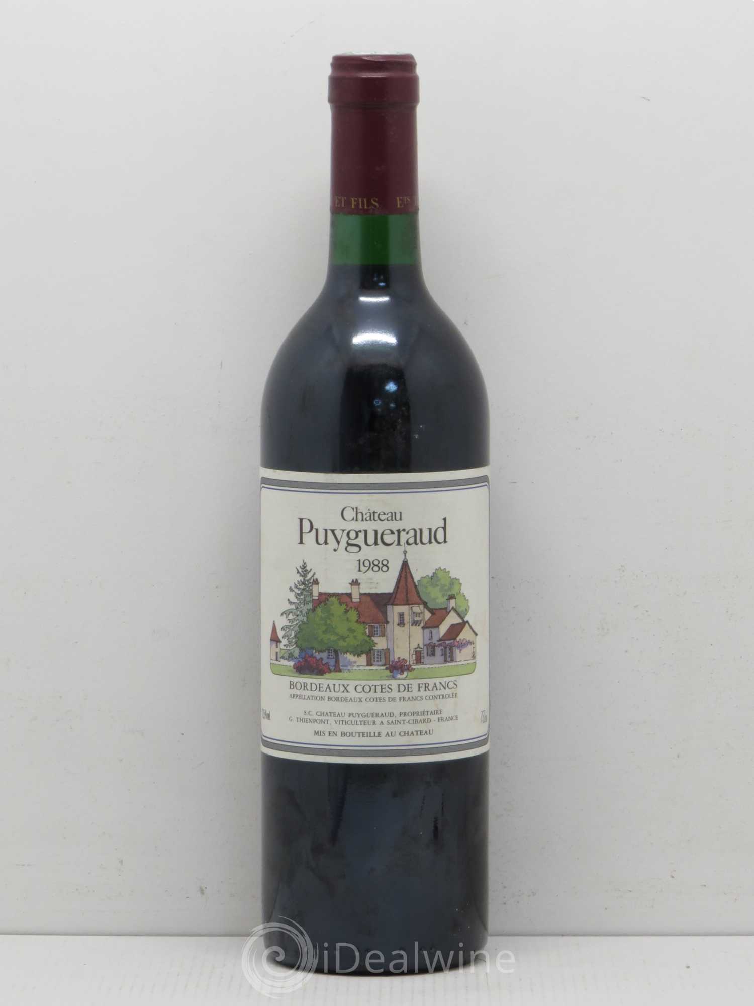 Château Puygueraud 1988 - Lot de 1 bouteille - 0