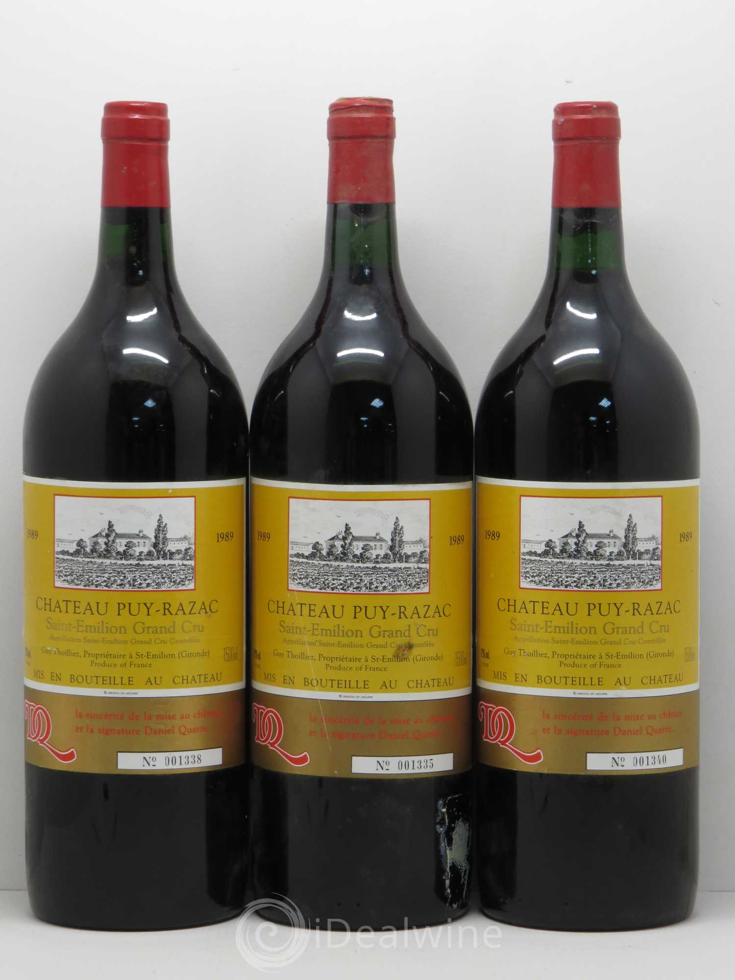 Saint-Émilion Château Puy Razac 1989 - Lot de 3 magnums - 0
