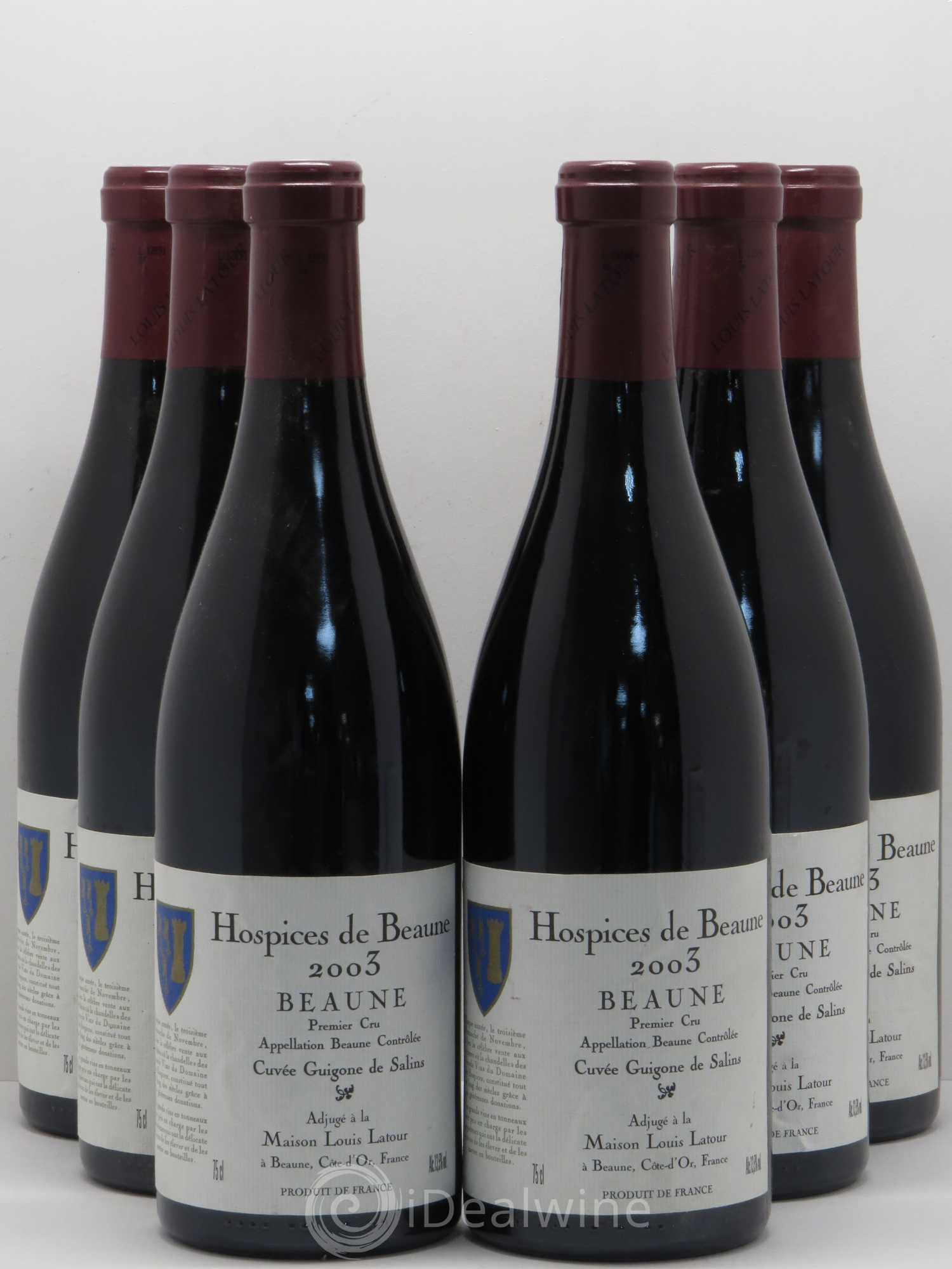 Beaune 1er Cru Hospices de Beaune Cuvée Guigone de Salins - Louis Latour 2003 - Posten von 6 Flaschen - 0