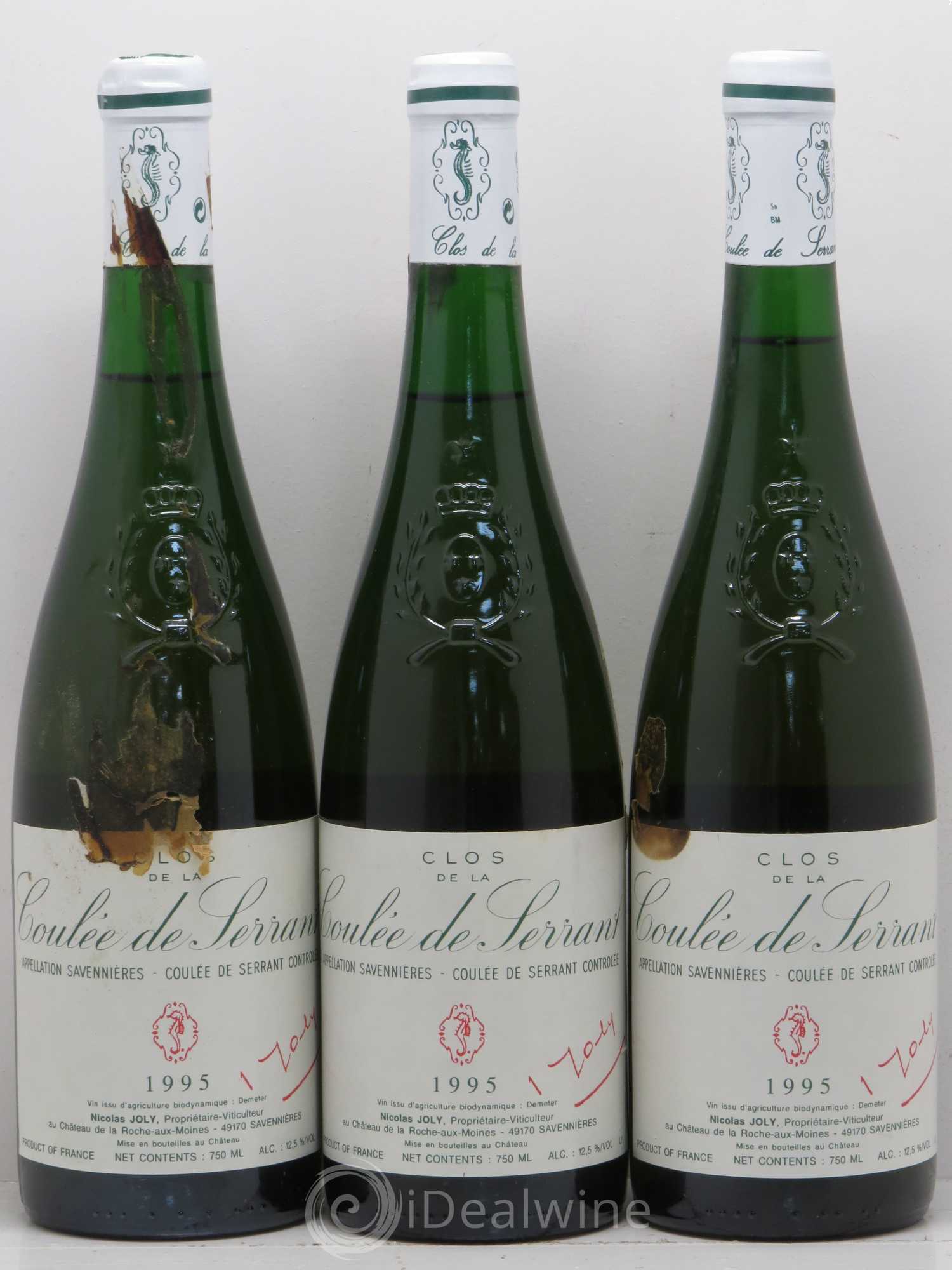 Savennières Clos de la Coulée de Serrant Vignobles de la Coulée de Serrant - Nicolas Joly 1995 - Lot de 3 bouteilles - 0