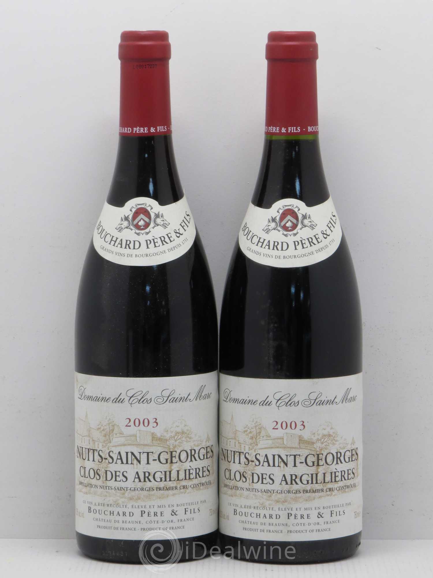 Nuits-Saint-Georges 1er Cru Clos des Argillières Bouchard Père & Fils 2003 - Lot de 2 bouteilles - 0