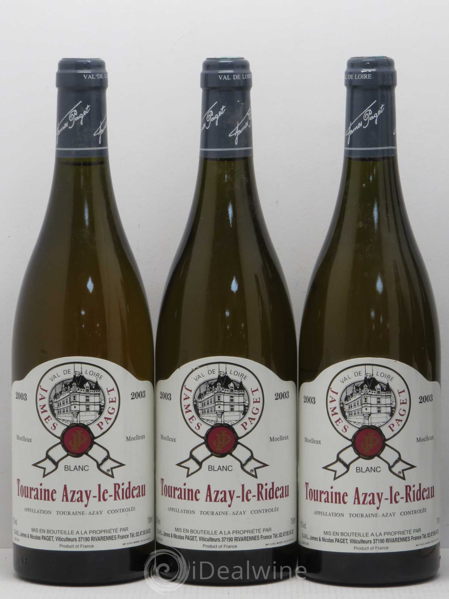 Val de Loire Touraine Azay Le Rideau James Paget Moelleux 2003 - Posten von 6 Flaschen - 1