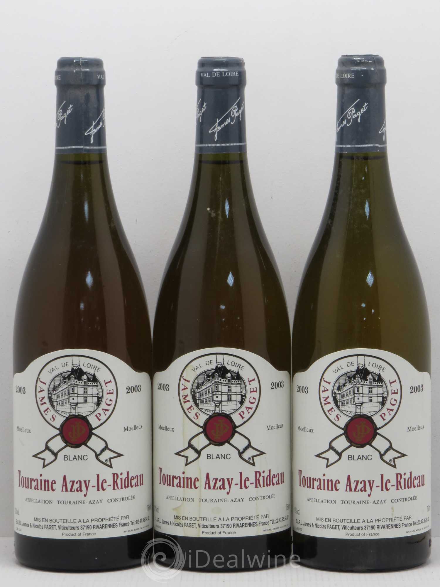 Val de Loire Touraine Azay Le Rideau James Paget Moelleux 2003 - Posten von 6 Flaschen - 2