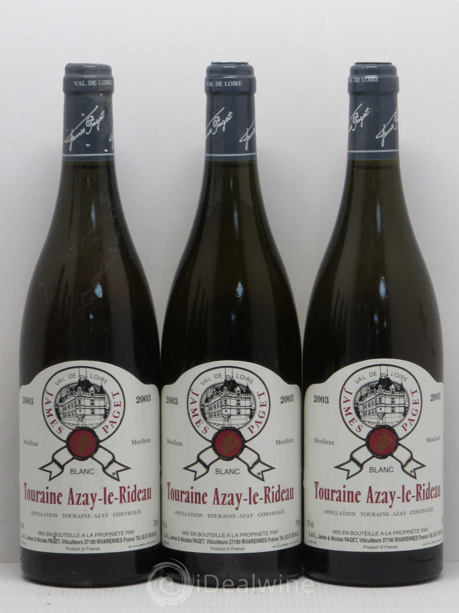 Val de Loire Touraine Azay Le Rideau James Paget Moelleux 2003 - Posten von 6 Flaschen - 1