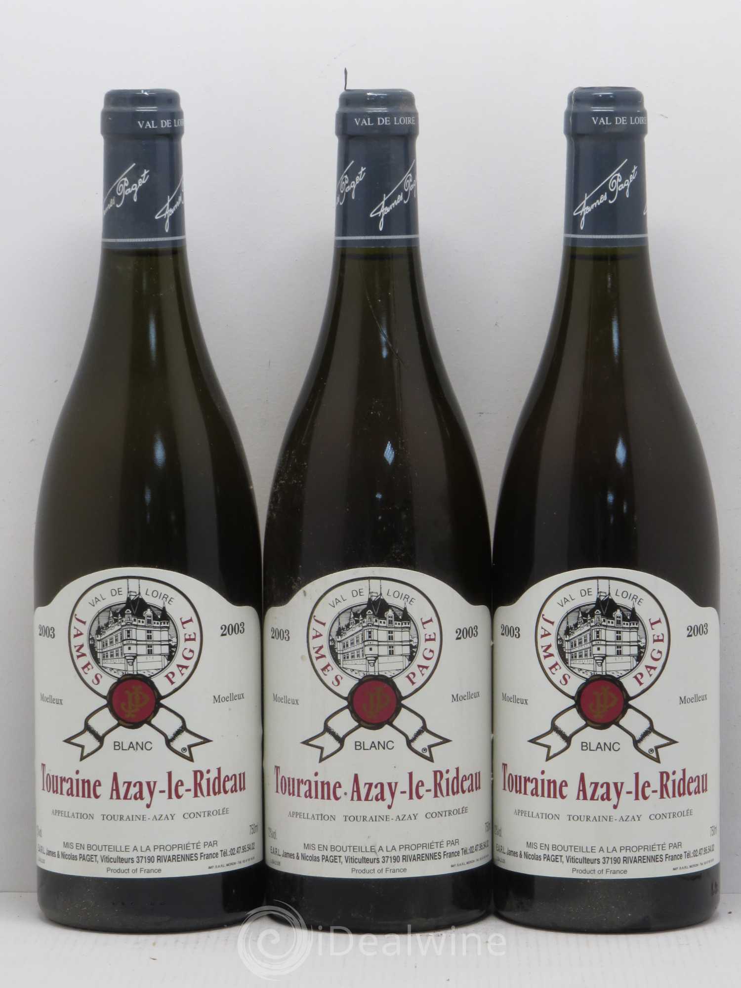 Val de Loire Touraine Azay Le Rideau James Paget Moelleux 2003 - Posten von 6 Flaschen - 2
