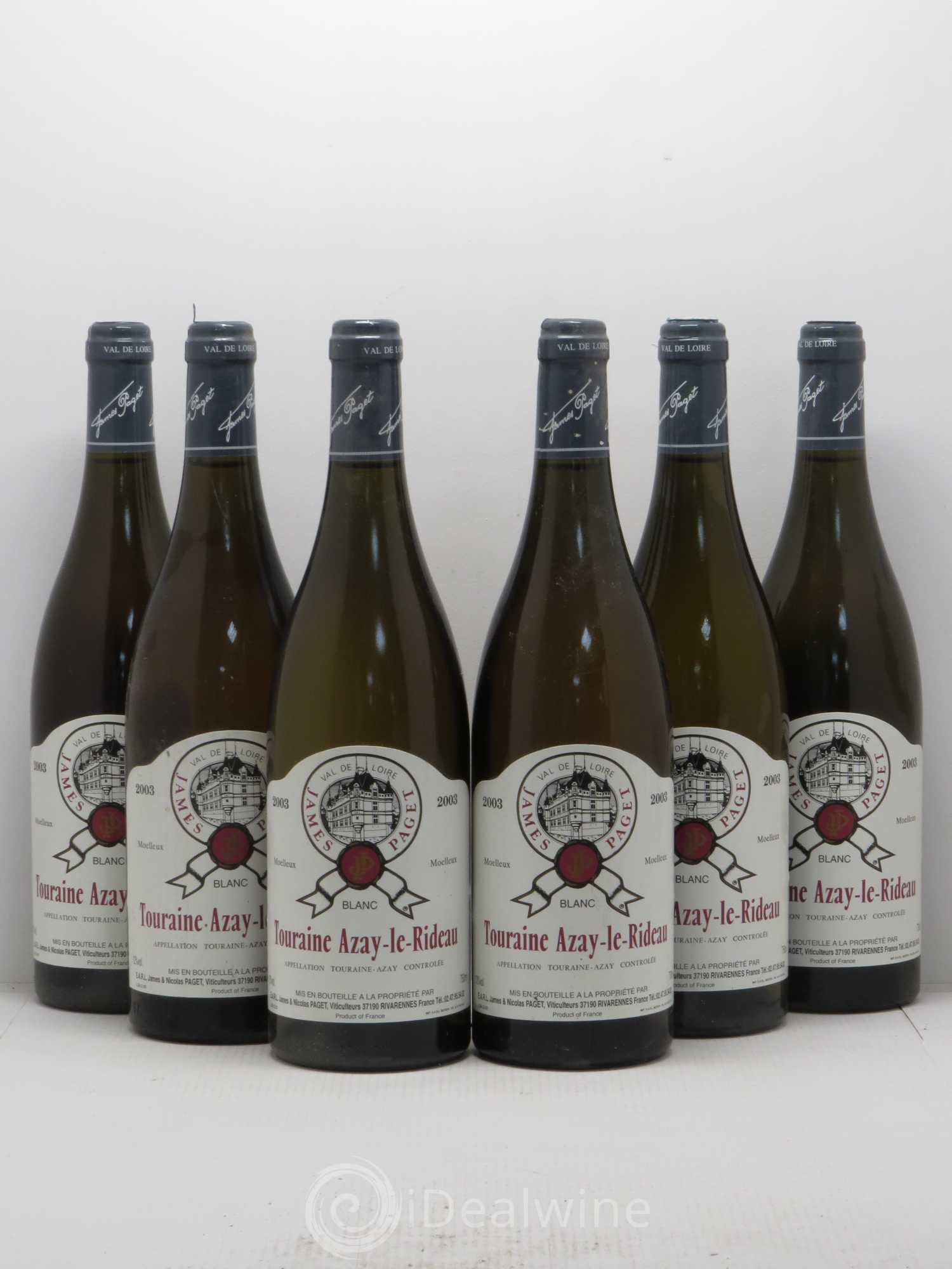 Val de Loire Touraine Azay Le Rideau James Paget Moelleux 2003 - Posten von 6 Flaschen - 0