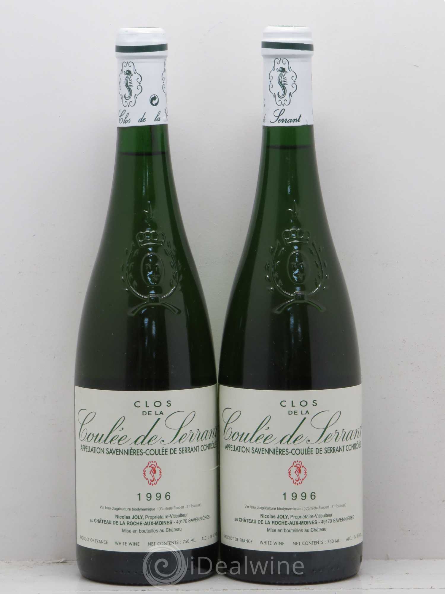 Savennières Clos de la Coulée de Serrant Vignobles de la Coulée de Serrant - Nicolas Joly 1996 - Lot de 2 bouteilles - 0