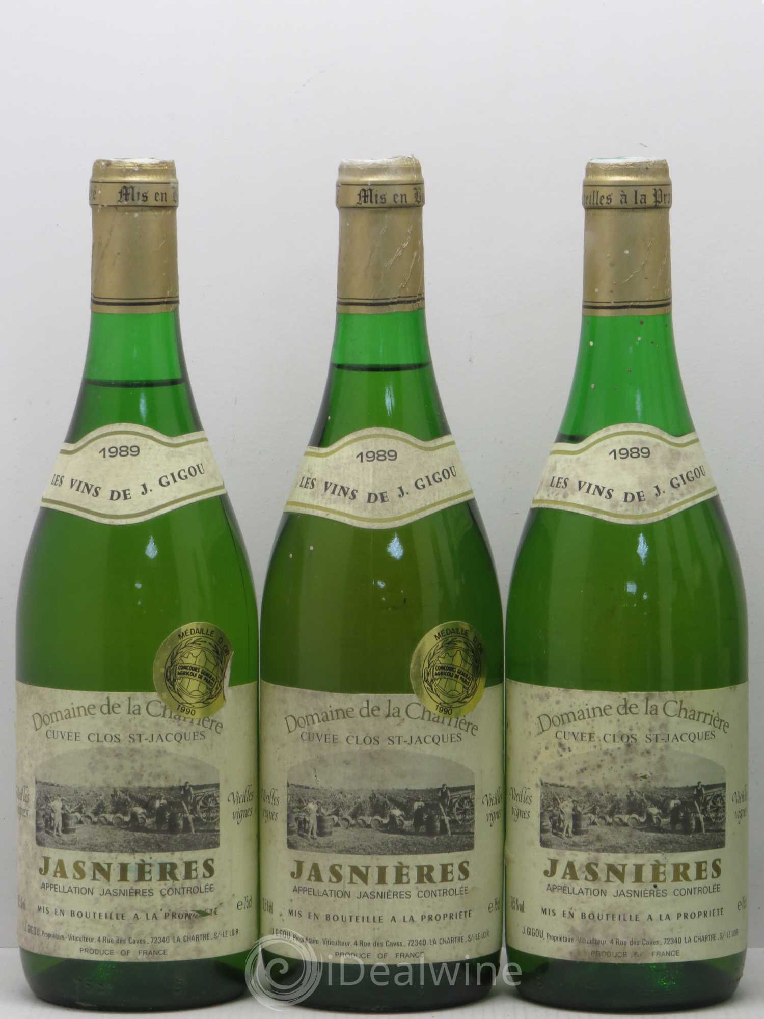 Jasnières Cuvee Clos St Jacques Vieilles Vignes J. Gigou 1989 - Posten von 6 Flaschen - 1