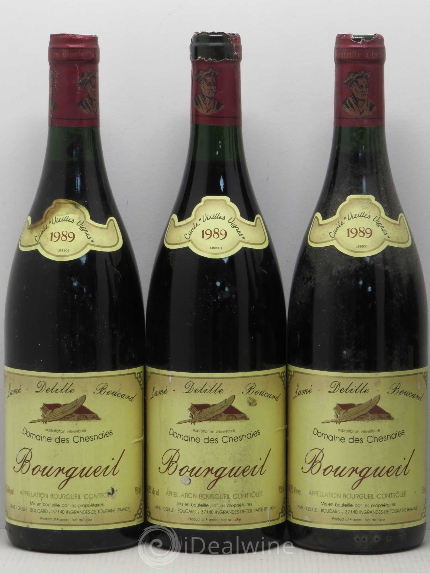 Bourgueil Cuvée Vieilles Vignes Domaine Des Chesnais Lame Delille Boucard 1989 - Posten von 6 Flaschen - 1