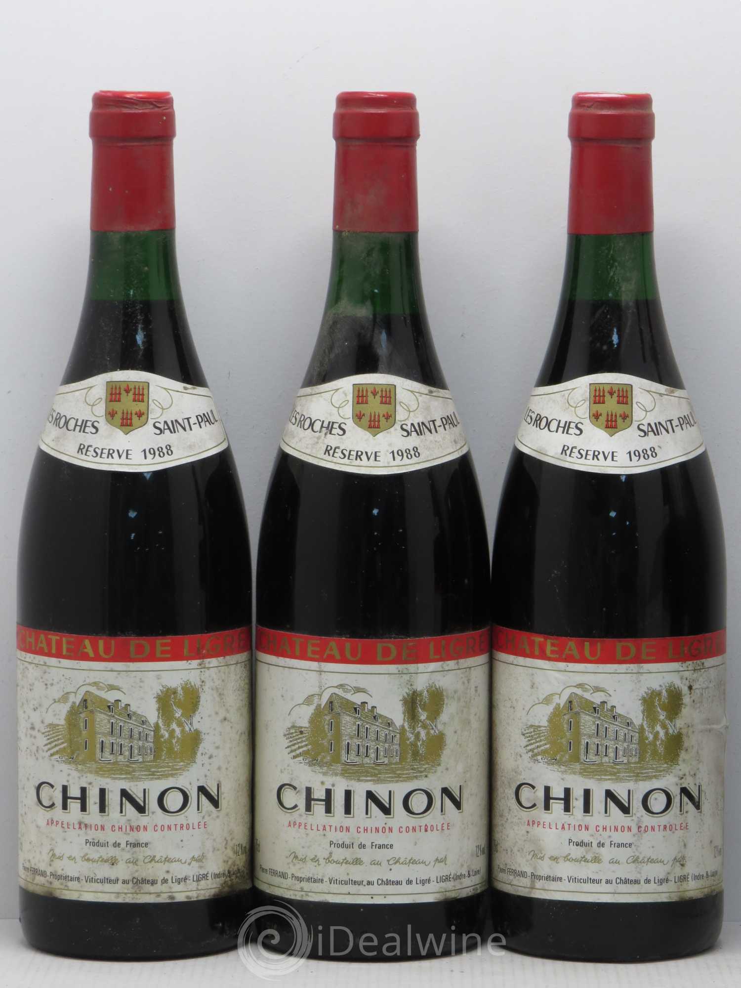 Chinon Château de Ligré Les Roches Saint Paul Reserve 1988 - Lot de 5 bouteilles - 1