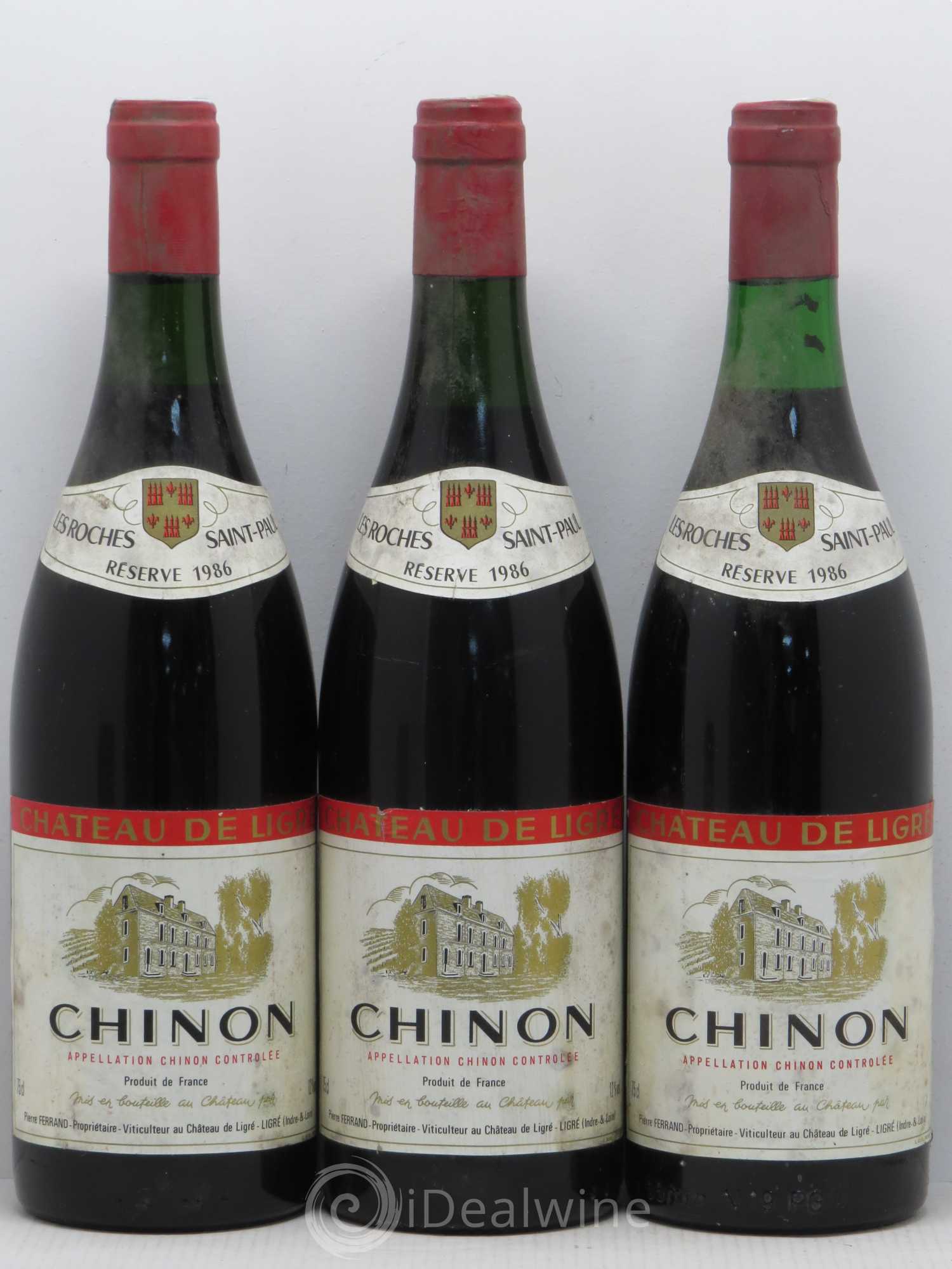 Chinon Château de Ligré Les Roches Saint Paul Reserve 1986 - Posten von 3 Flaschen - 0