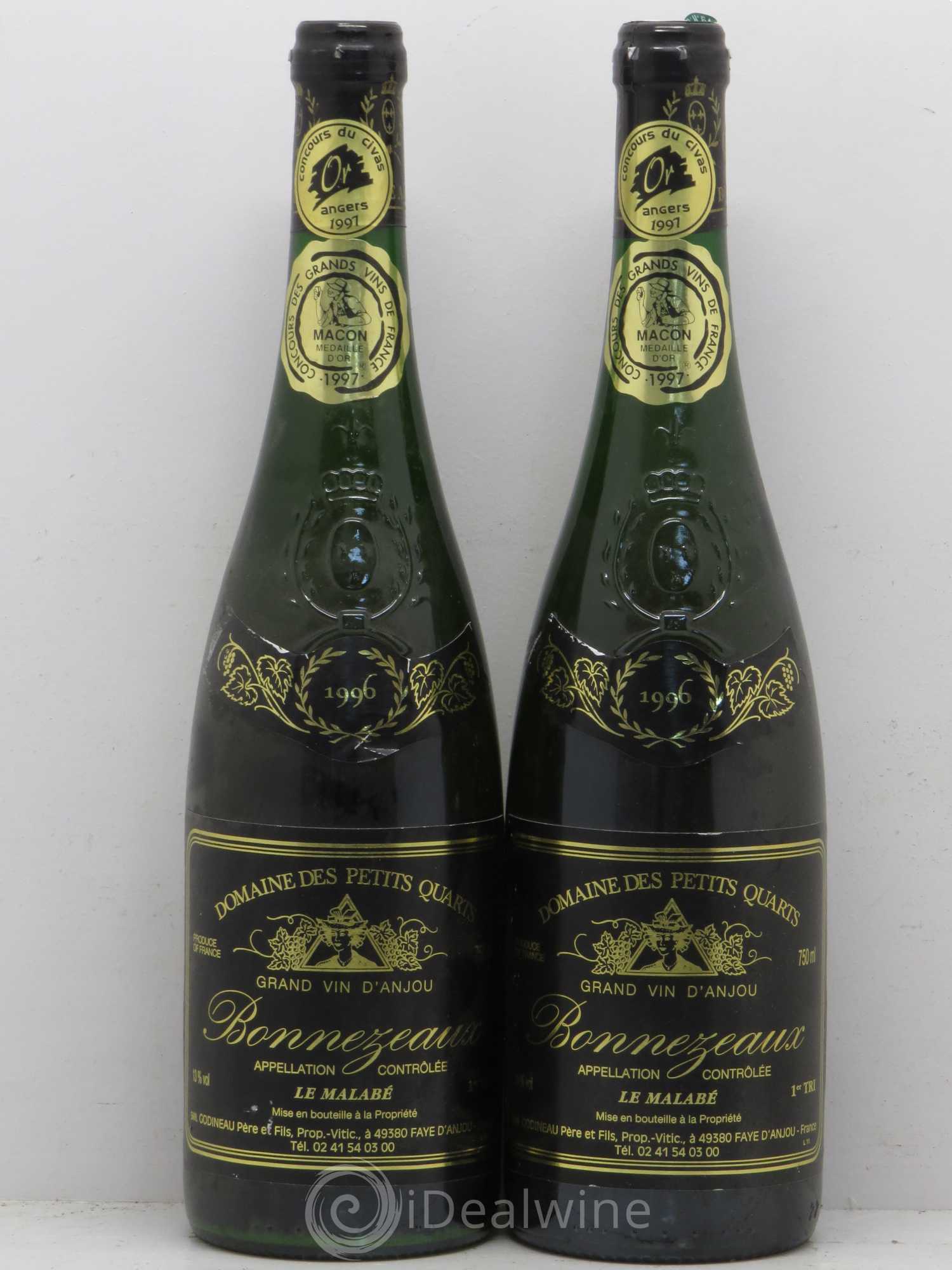 Bonnezeaux Domaine Des Petits Quarts Le Malabé 1996 - Lotto di 2 bottiglie - 0