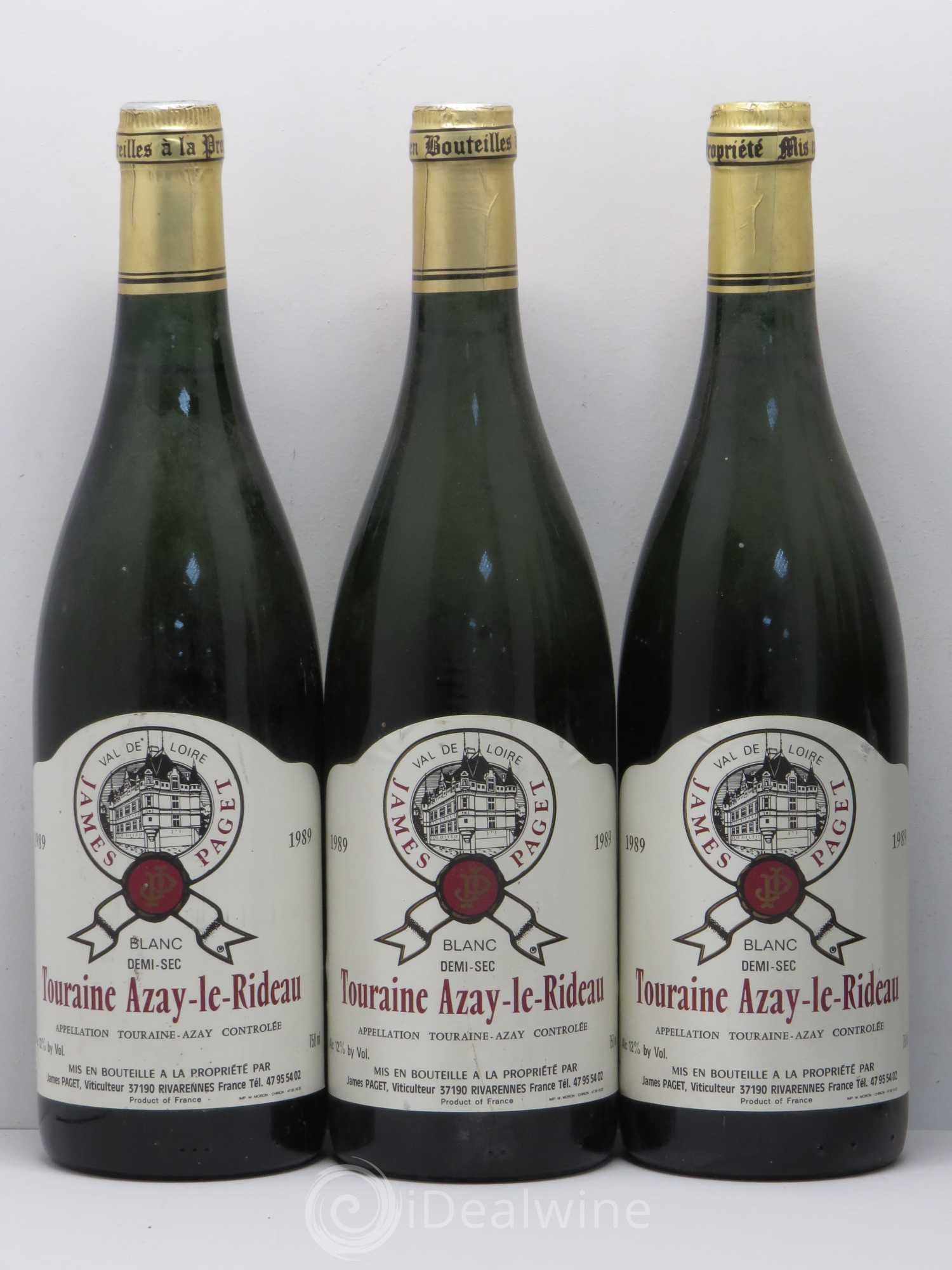 Val de Loire Touraine Azay-Le-Rideau Demi-sec  J. Paget 1989 - Posten von 6 Flaschen - 1