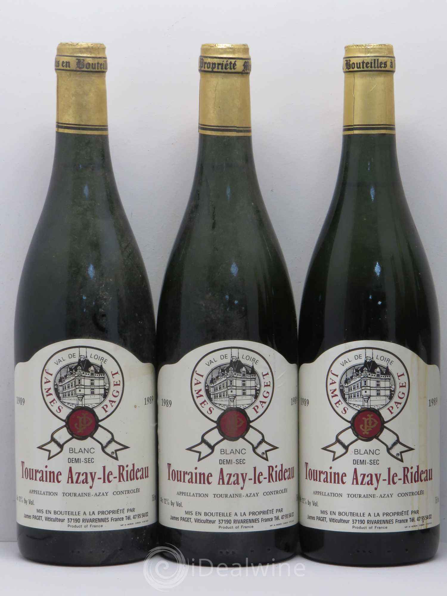 Val de Loire Touraine Azay-Le-Rideau J. Paget 1989 - Posten von 6 Flaschen - 1