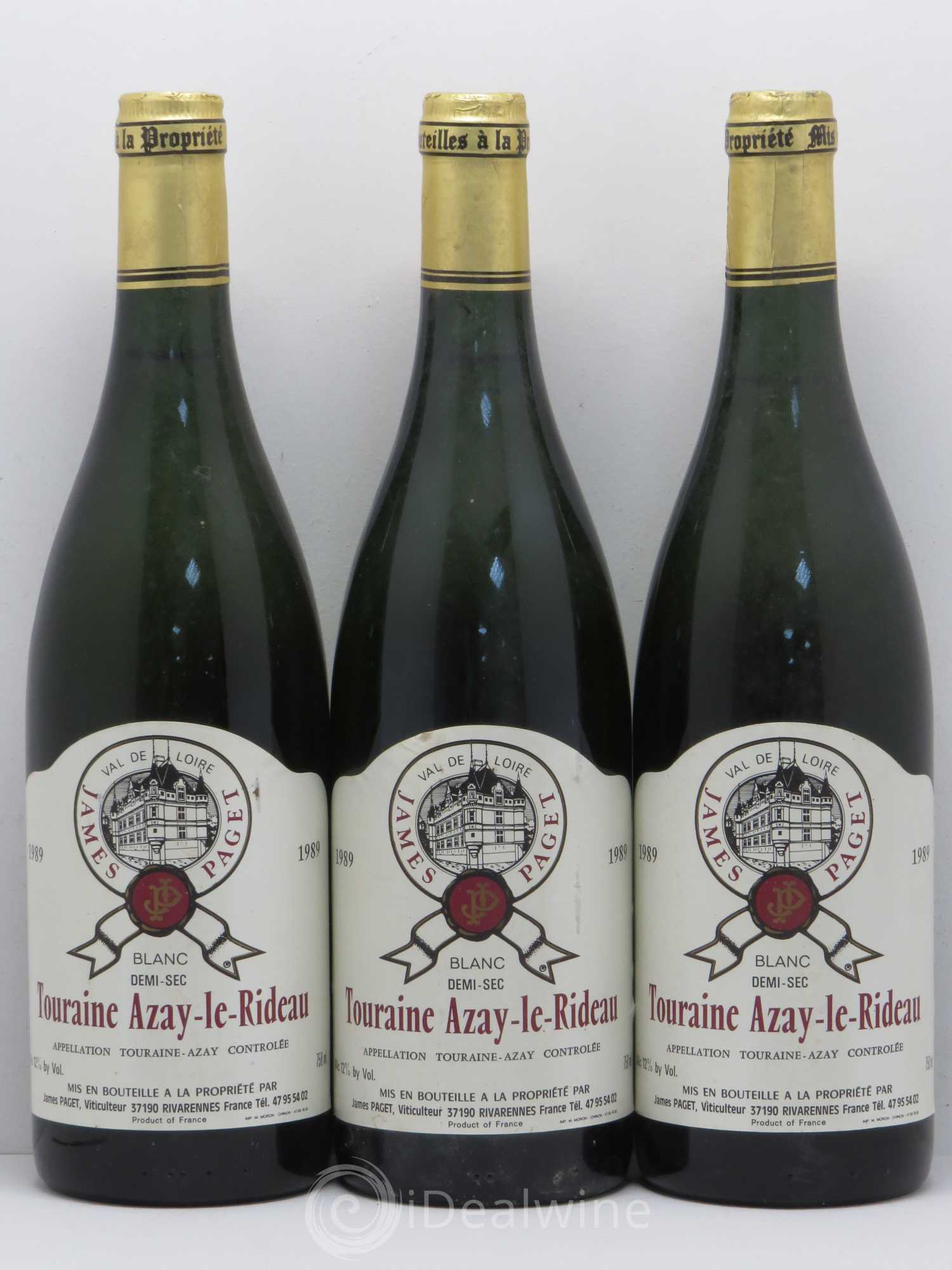 Val de Loire Touraine Azay-Le-Rideau J. Paget 1989 - Posten von 6 Flaschen - 2