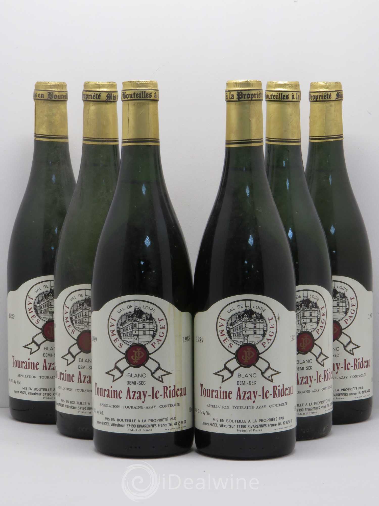 Val de Loire Touraine Azay-Le-Rideau J. Paget 1989 - Posten von 6 Flaschen - 0