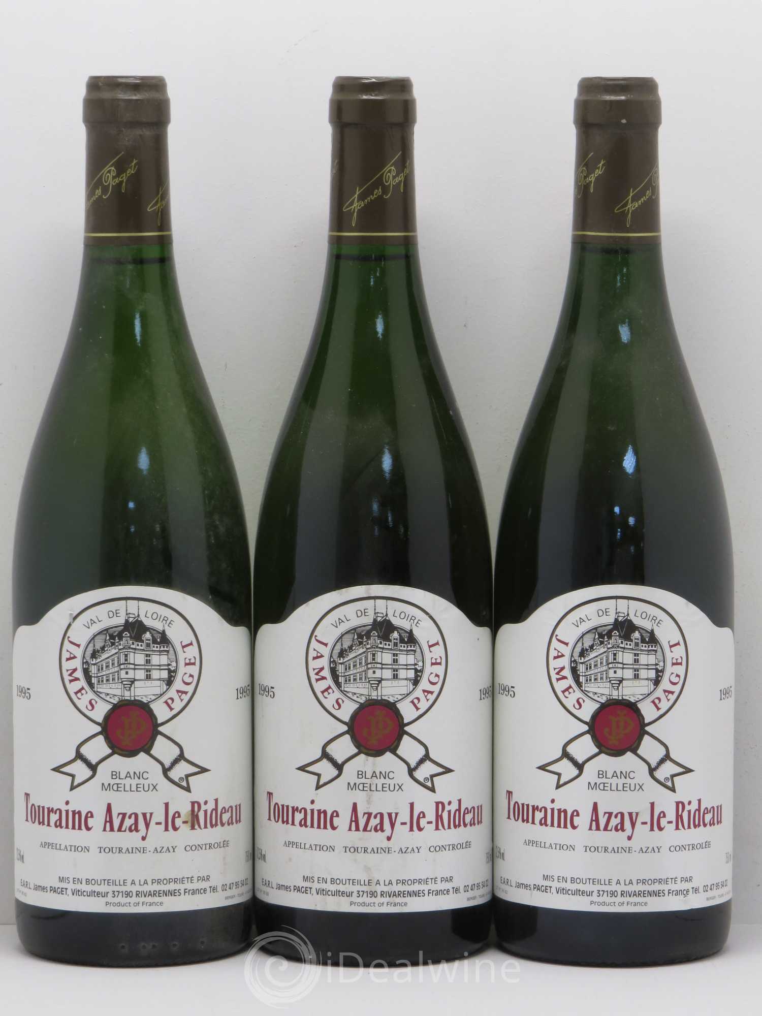 Val de Loire Touraine Azay-Le-Rideau J. Paget Moelleux 1995 - Posten von 3 Flaschen - 0