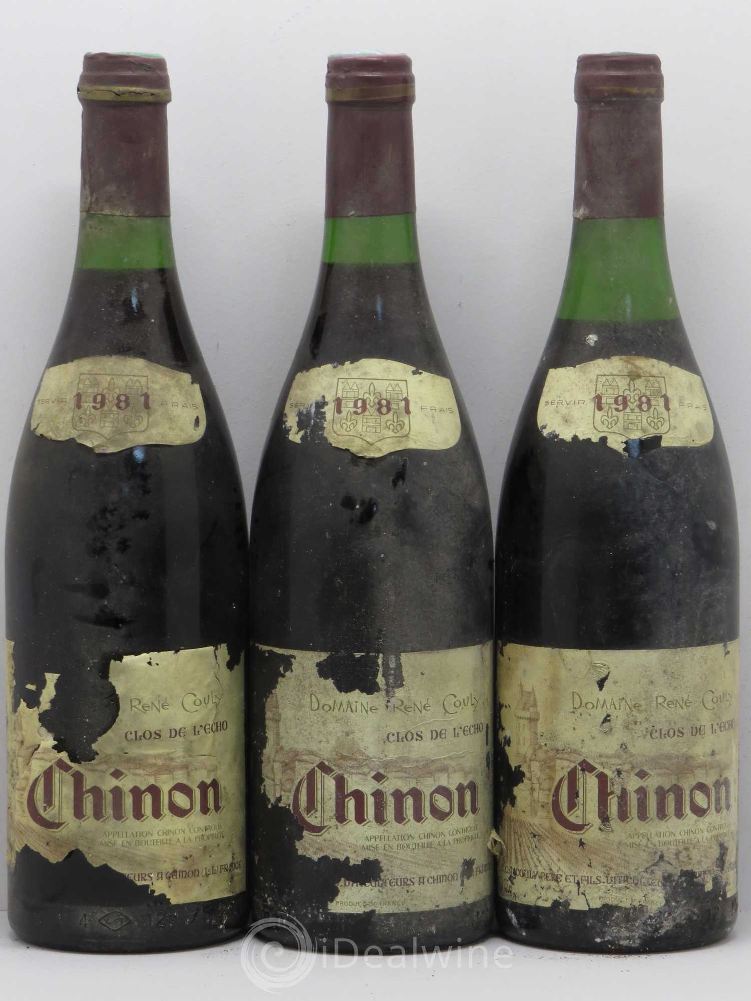 Chinon Clos de l'Echo - Couly (sans prix de réserve) 1981 - Posten von 3 Flaschen - 0