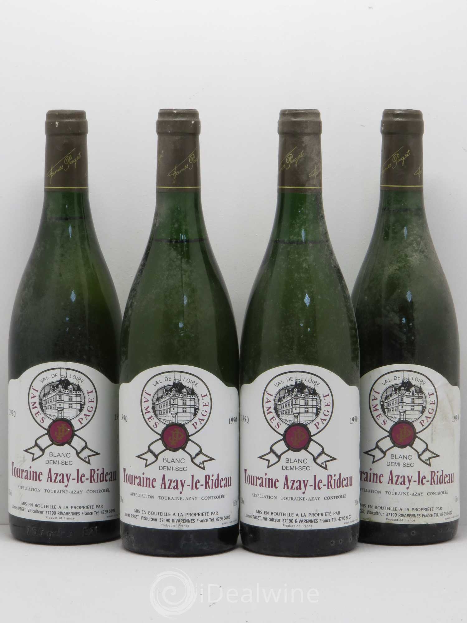 Val de Loire Touraine Azay-Le-Rideau J. Paget Demi Sec 1990 - Posten von 4 Flaschen - 0
