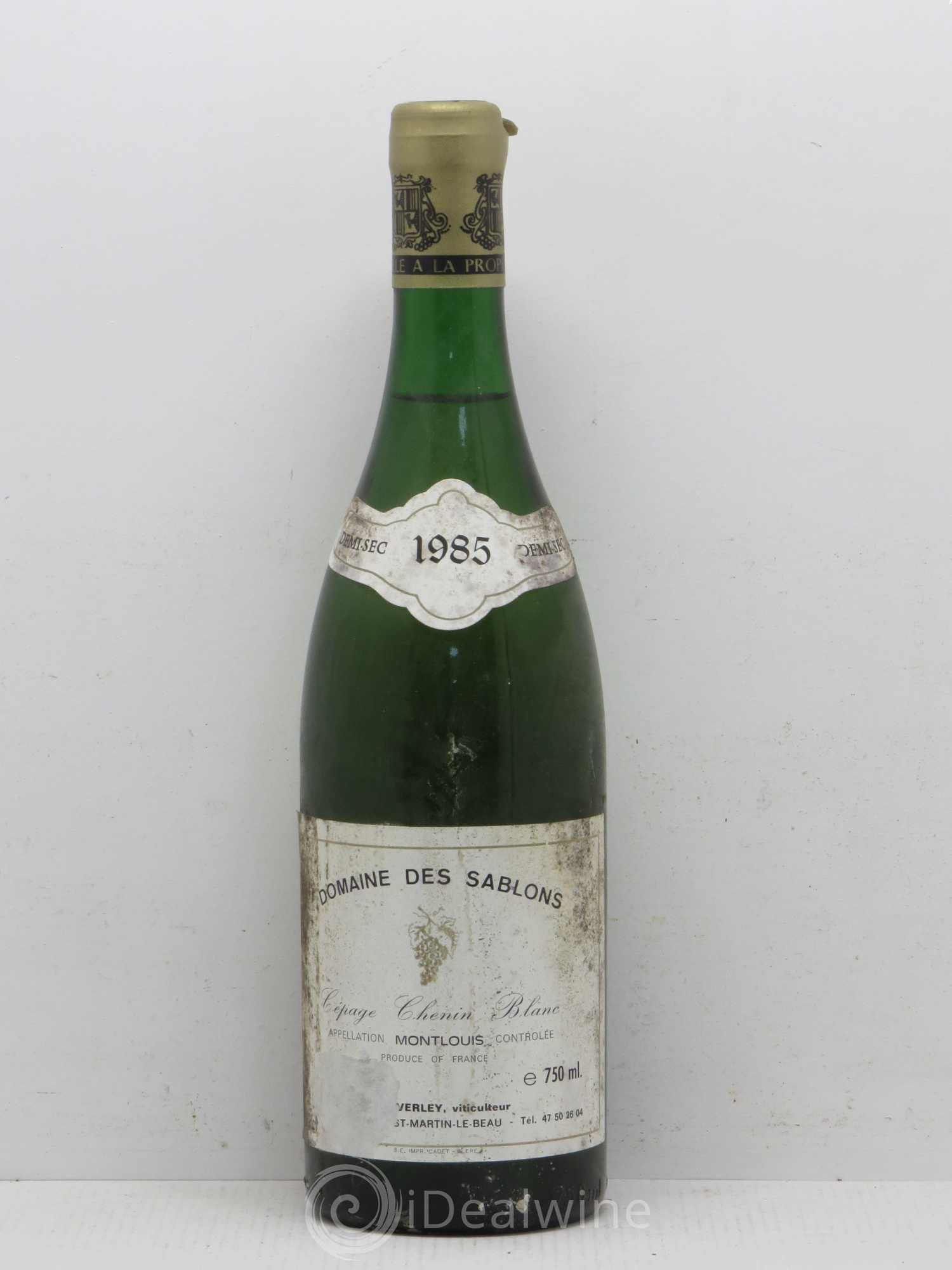 Montlouis-sur-Loire Domaine des Sablons G. Verley (sans prix de réserve) 1985 - Posten von 1 Flasche - 0