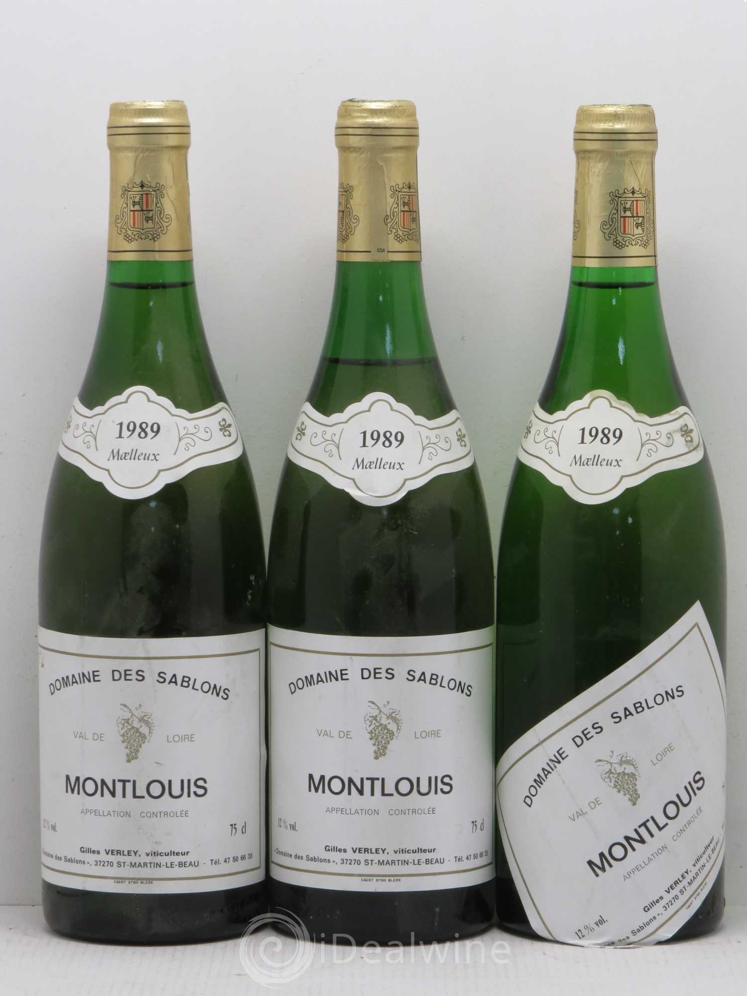 Montlouis-sur-Loire Domaine des Sablons G. Verley Moelleux 1989 - Posten von 6 Flaschen - 2