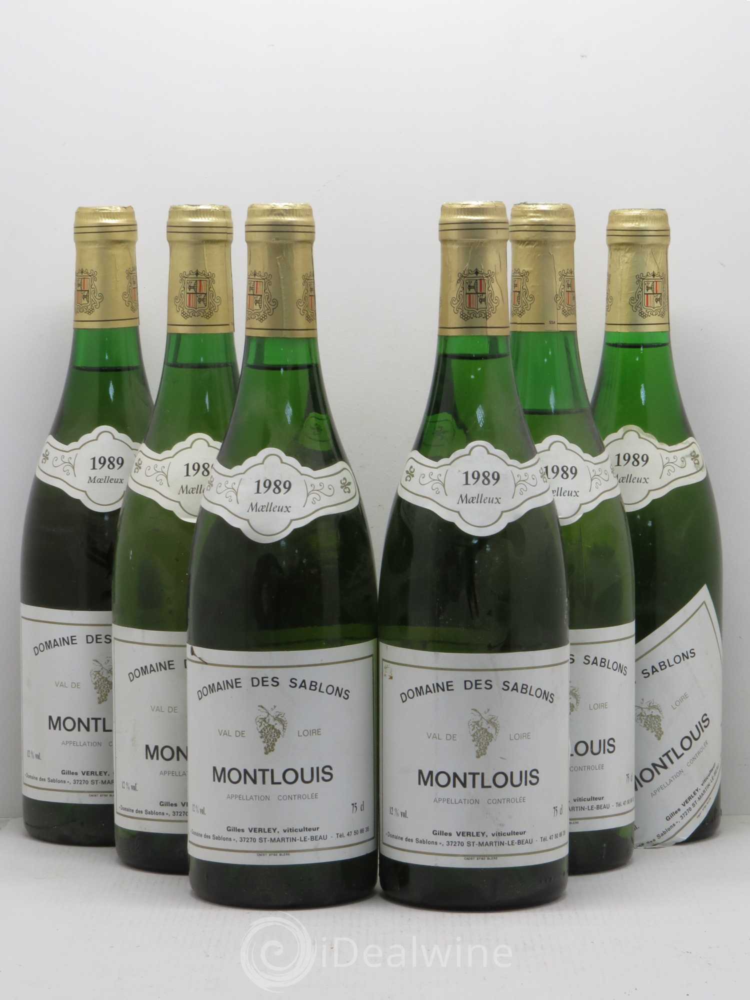 Montlouis-sur-Loire Domaine des Sablons G. Verley Moelleux 1989 - Posten von 6 Flaschen - 0