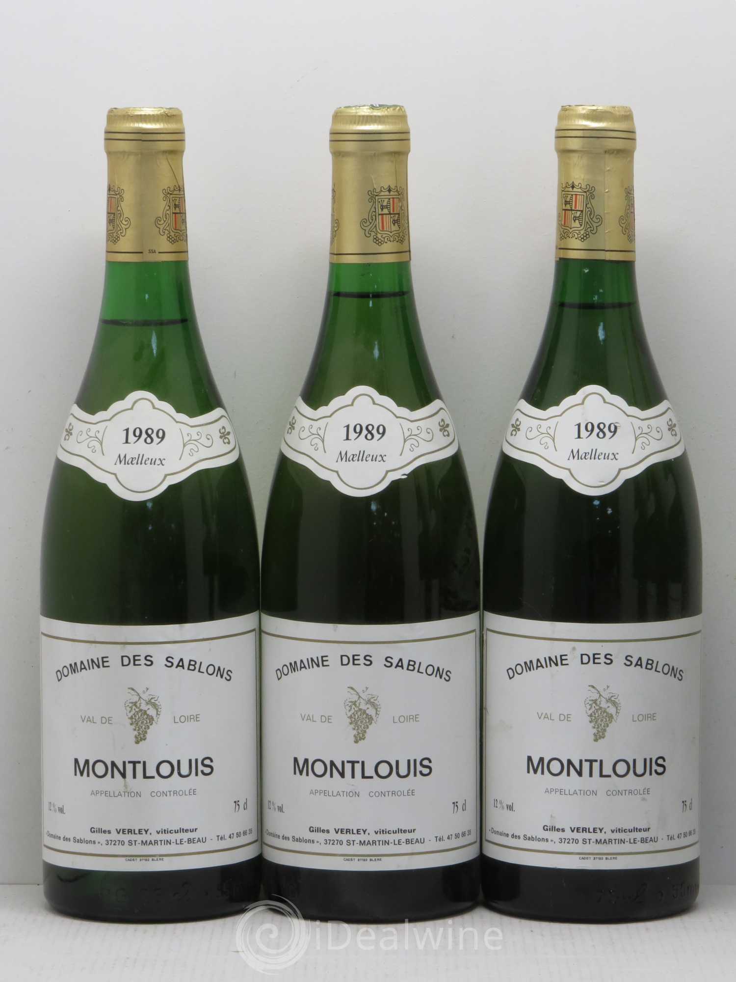 Montlouis-sur-Loire Domaine des Sablons G. Verley Moelleux 1989 - Lot de 6 bouteilles - 1