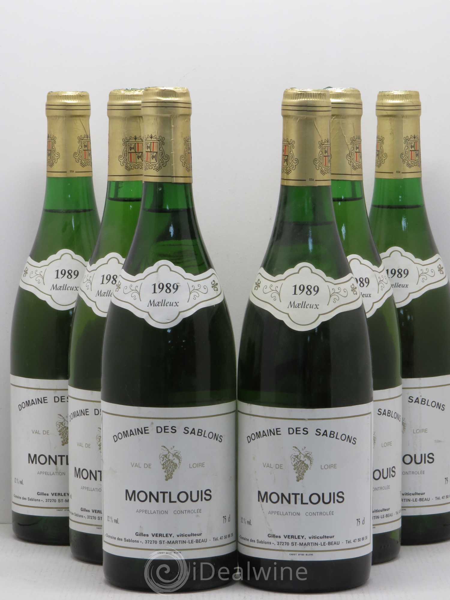 Montlouis-sur-Loire Domaine des Sablons G. Verley Moelleux 1989 - Lot de 6 bouteilles - 0