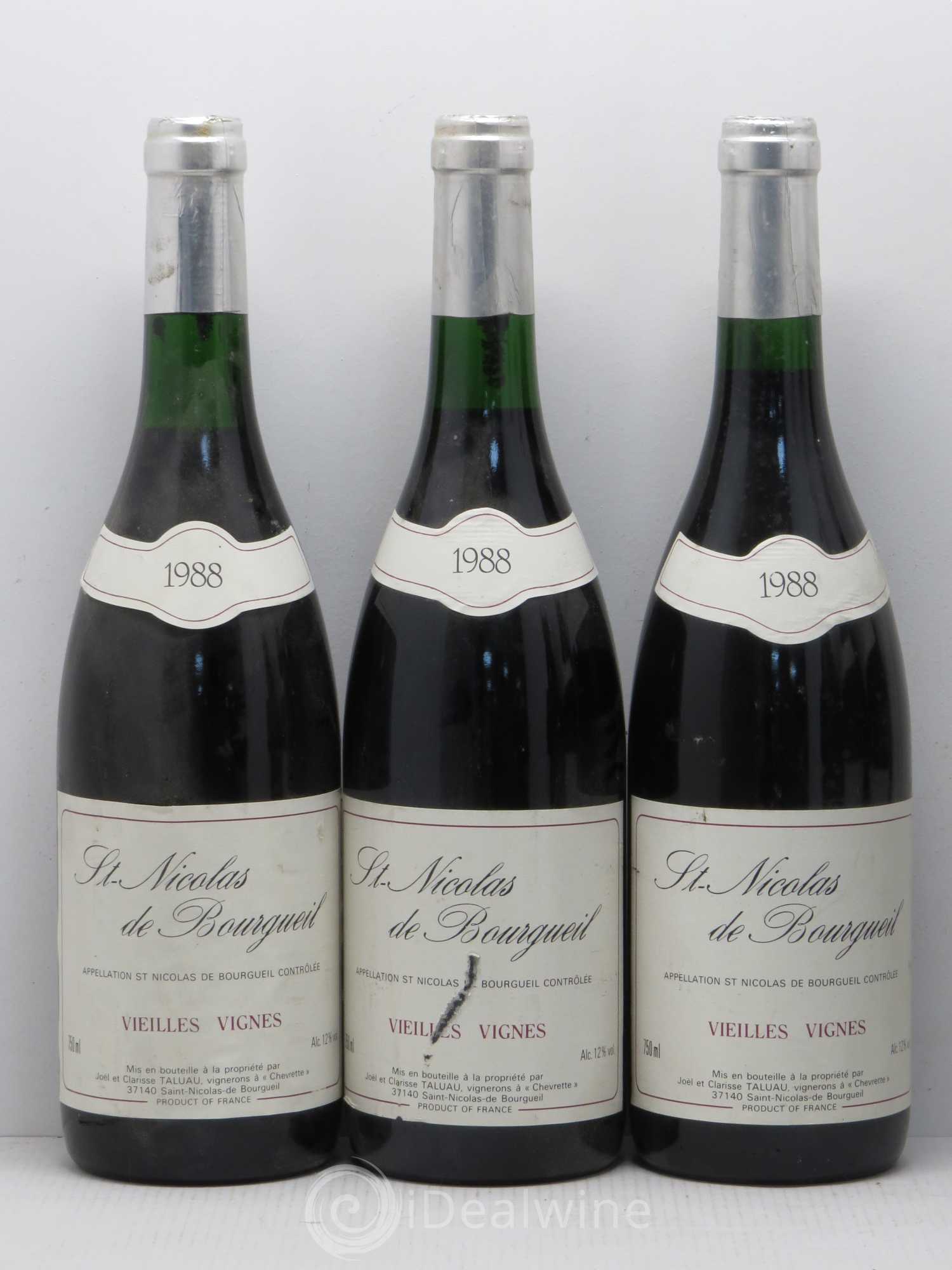 Saint-Nicolas de Bourgueil Vieilles Vignes J. Taluau 1988 - Posten von 6 Flaschen - 1