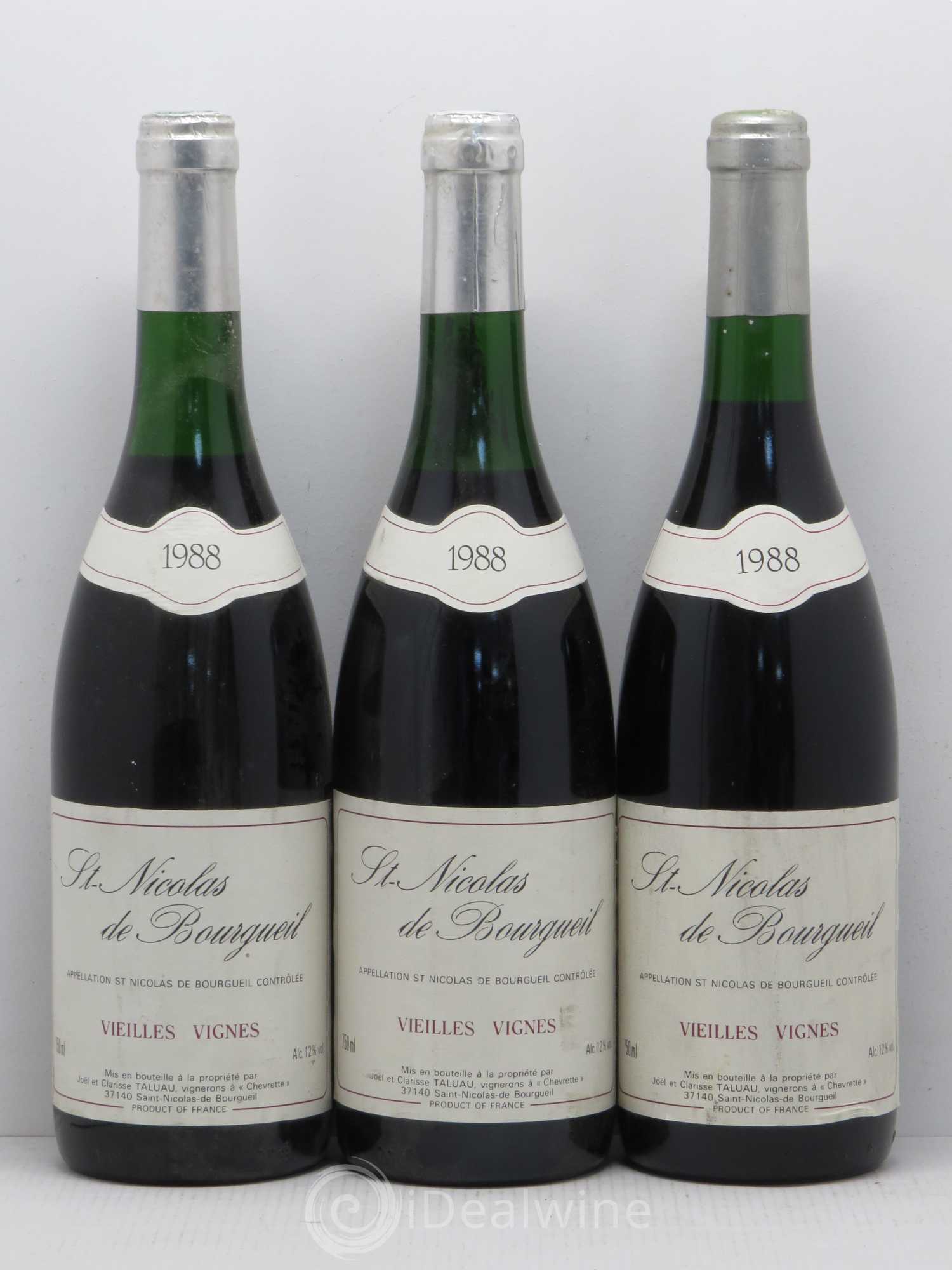 Saint-Nicolas de Bourgueil Vieilles Vignes J. Taluau 1988 - Posten von 6 Flaschen - 2