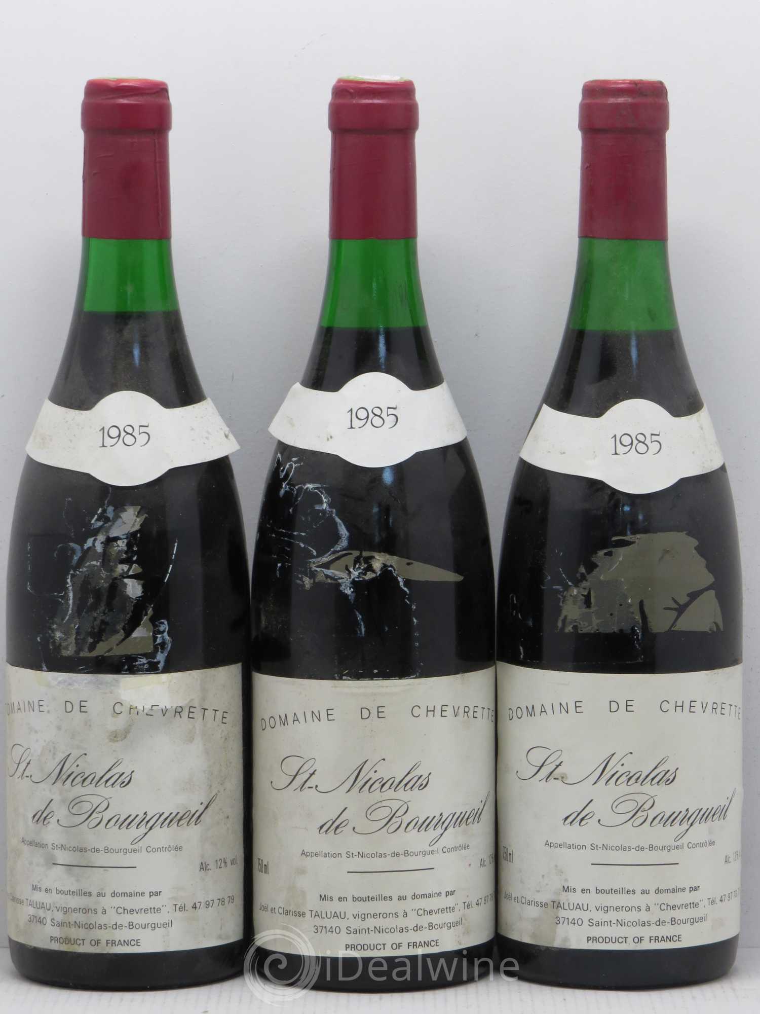 Saint-Nicolas de Bourgueil Domaine de Chevrette J. Taluau 1985 - Posten von 6 Flaschen - 2