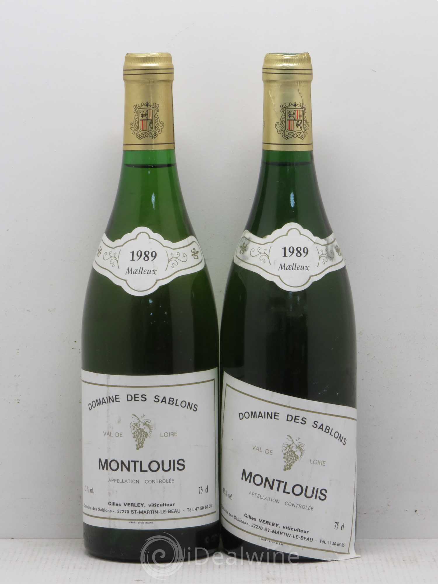 Montlouis-sur-Loire Domaine des Sablons G. Verley Moelleux 1989 - Posten von 2 Flaschen - 0
