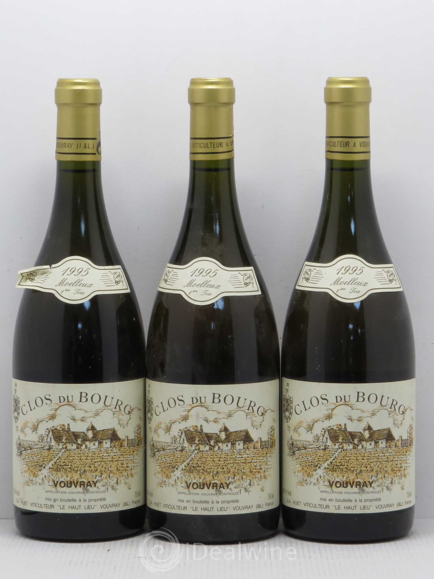 Vouvray Clos du Bourg Moelleux 1ère trie Domaine Huet 1995 - Lotto di 3 bottiglie - 0