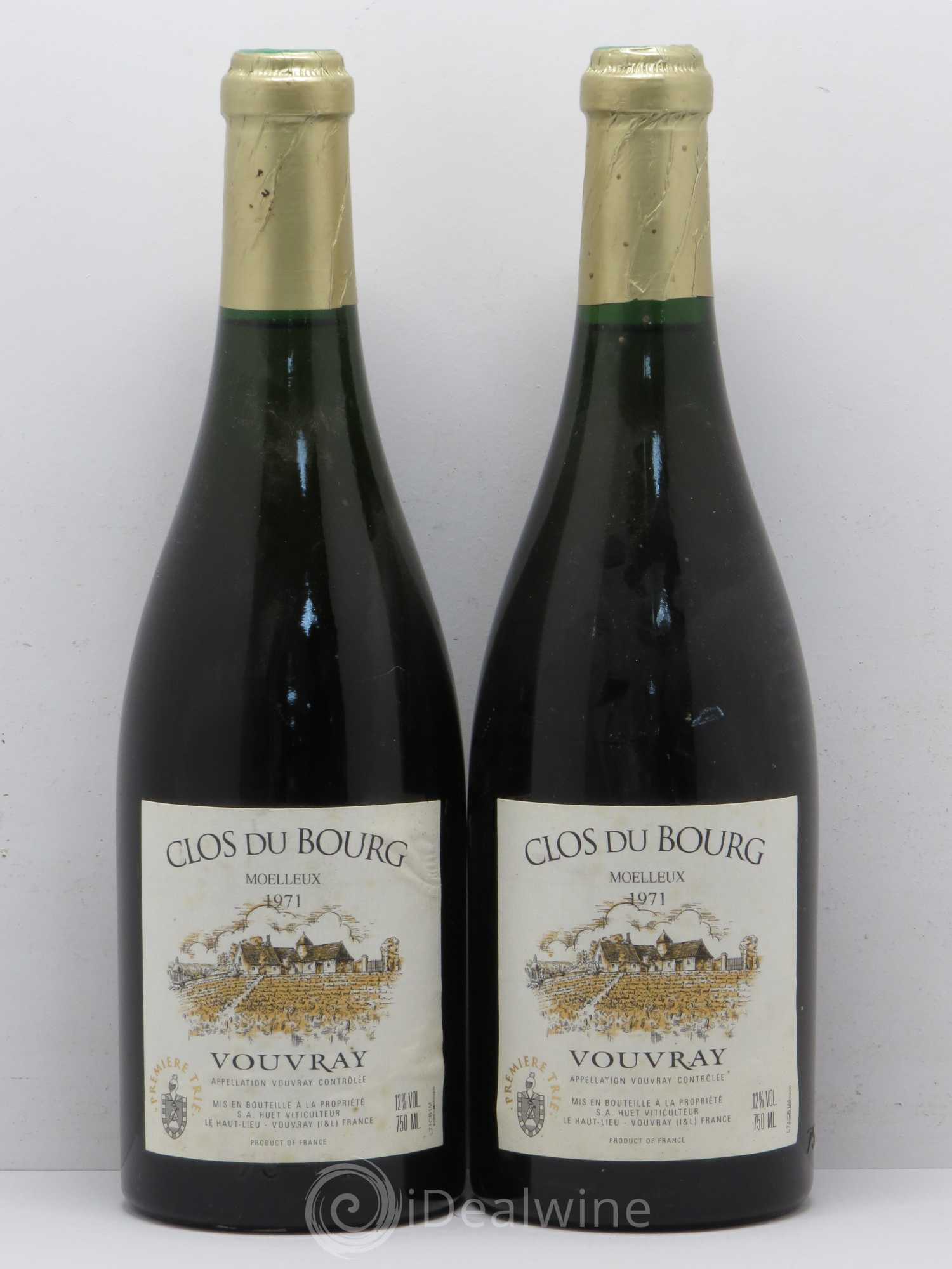 Vouvray Clos du Bourg Moelleux 1ère trie Domaine Huet 1971 - Lotto di 2 bottiglie - 0