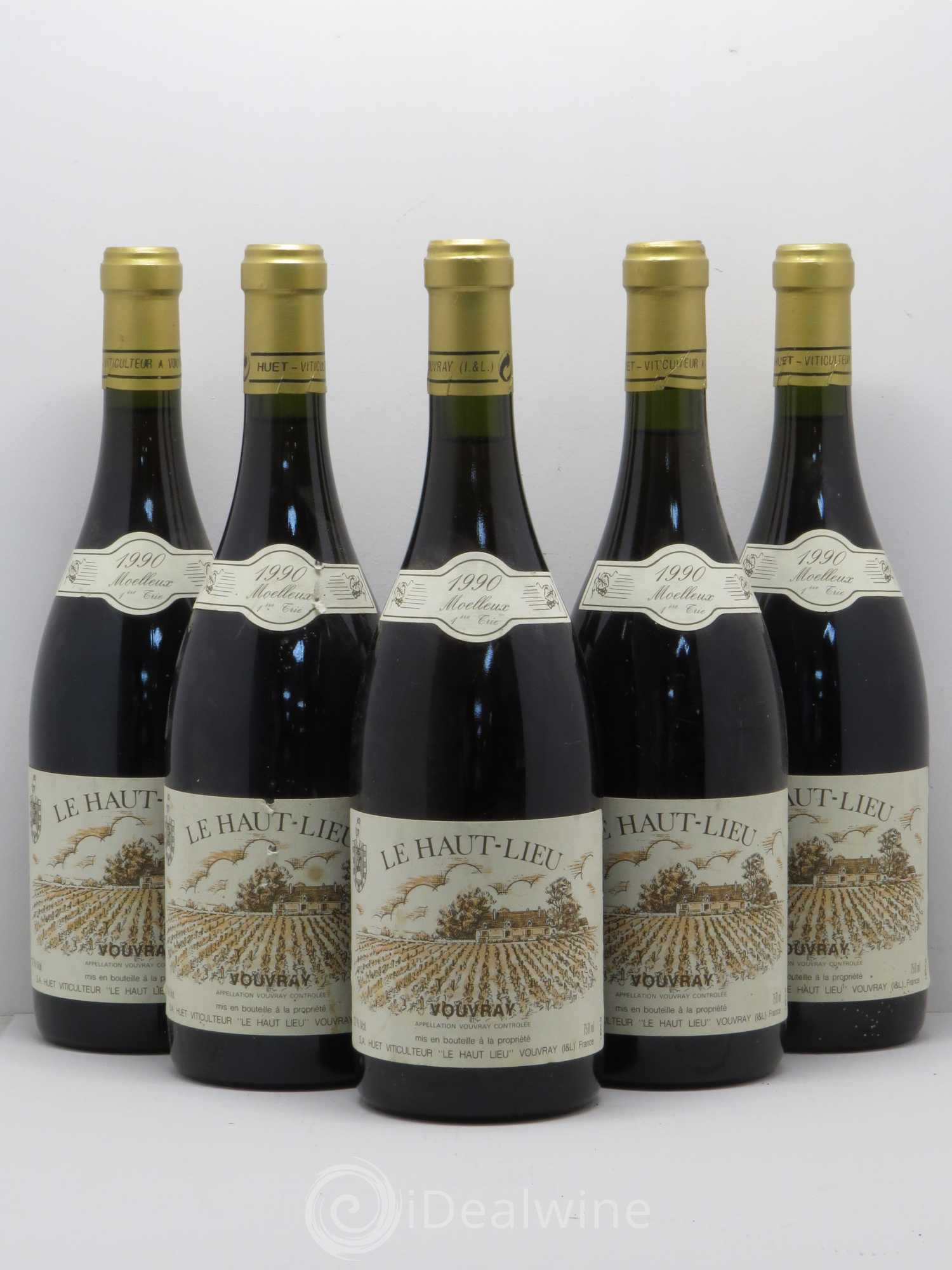 Vouvray Le Haut-Lieu Moelleux 1ère Trie Domaine Huet 1990 - Lotto di 5 bottiglie - 0
